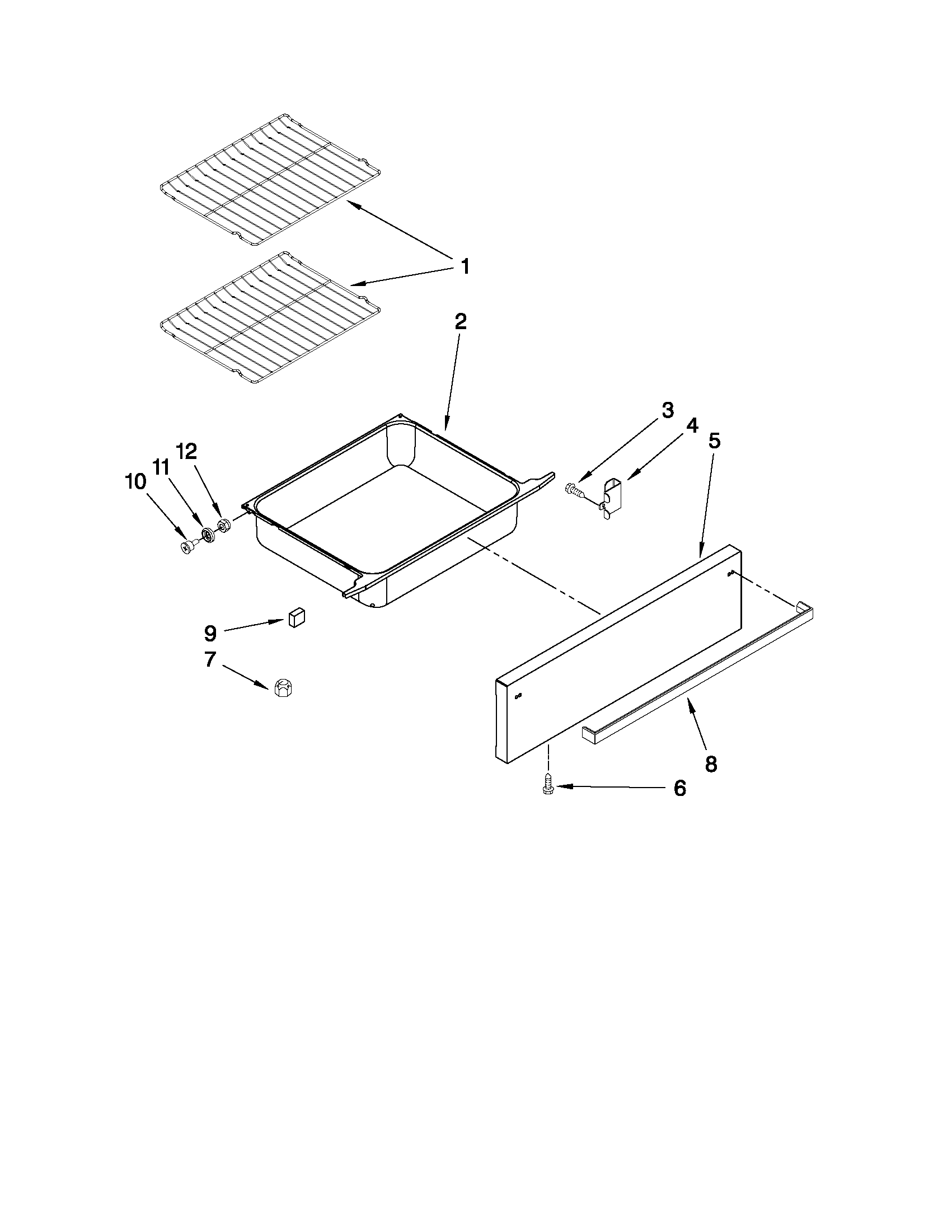 Ikea ISG650VS12 drawer and rack parts diagram