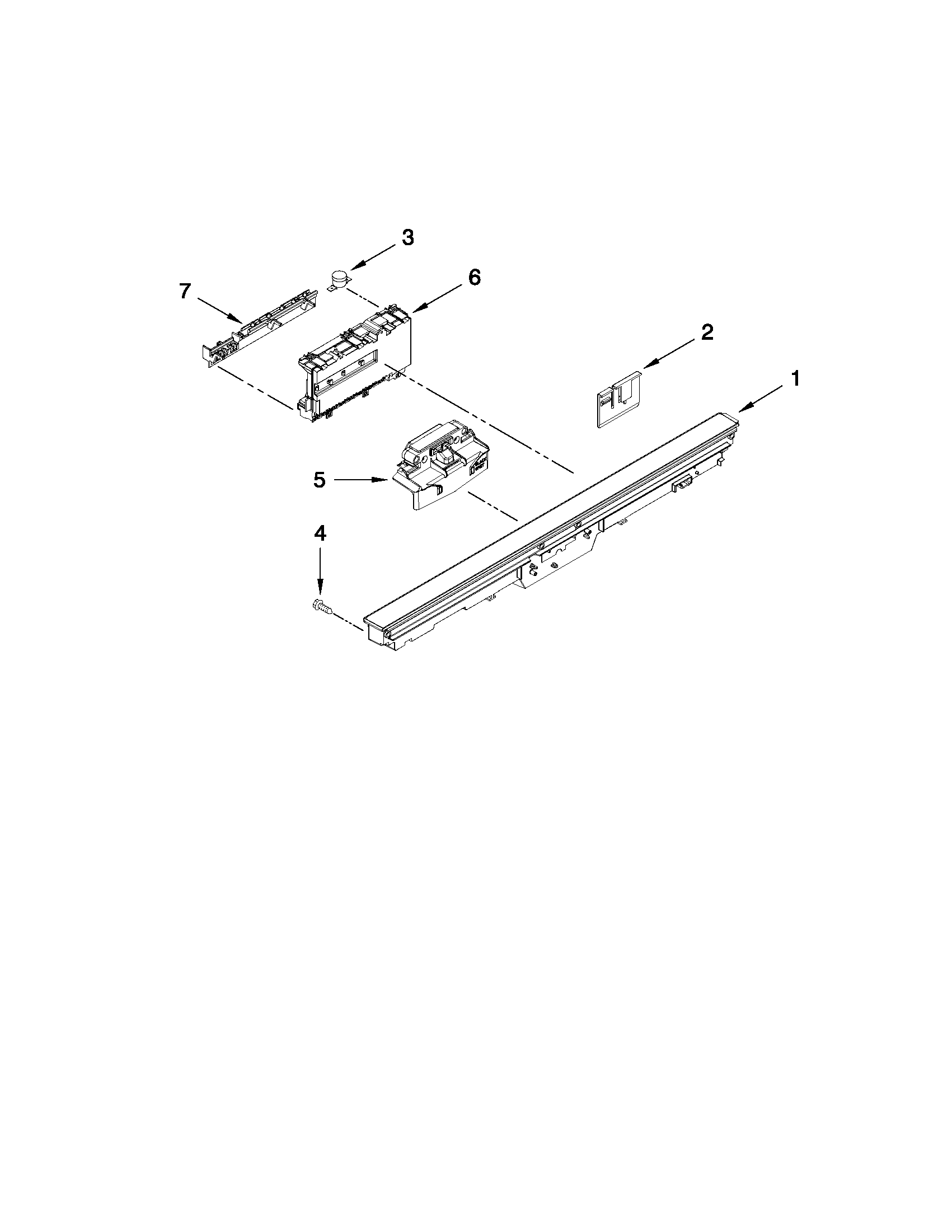KitchenAid KUDC10FXWH1 control panel and latch parts diagram