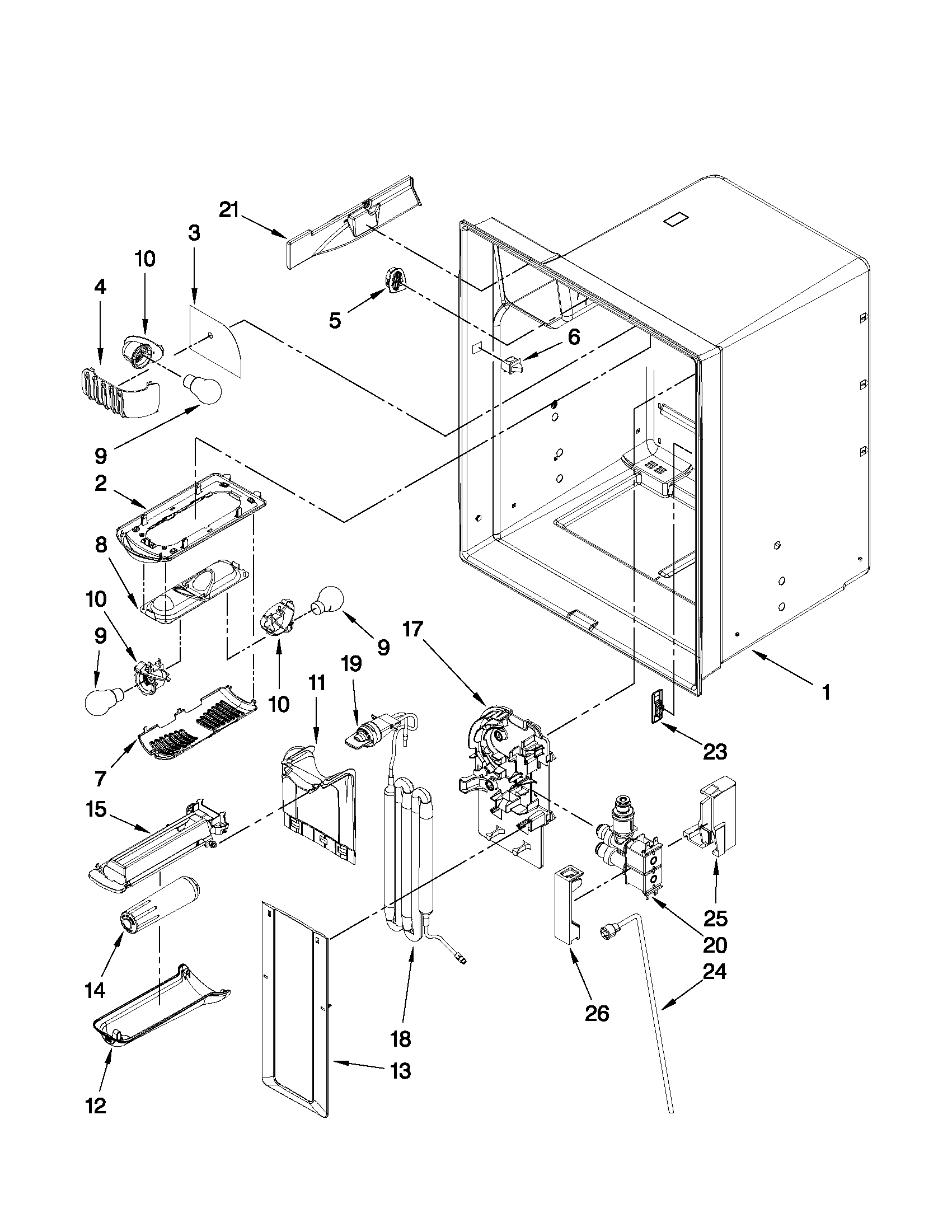 KitchenAid KFIS20XVMS6 refrigerator liner parts diagram