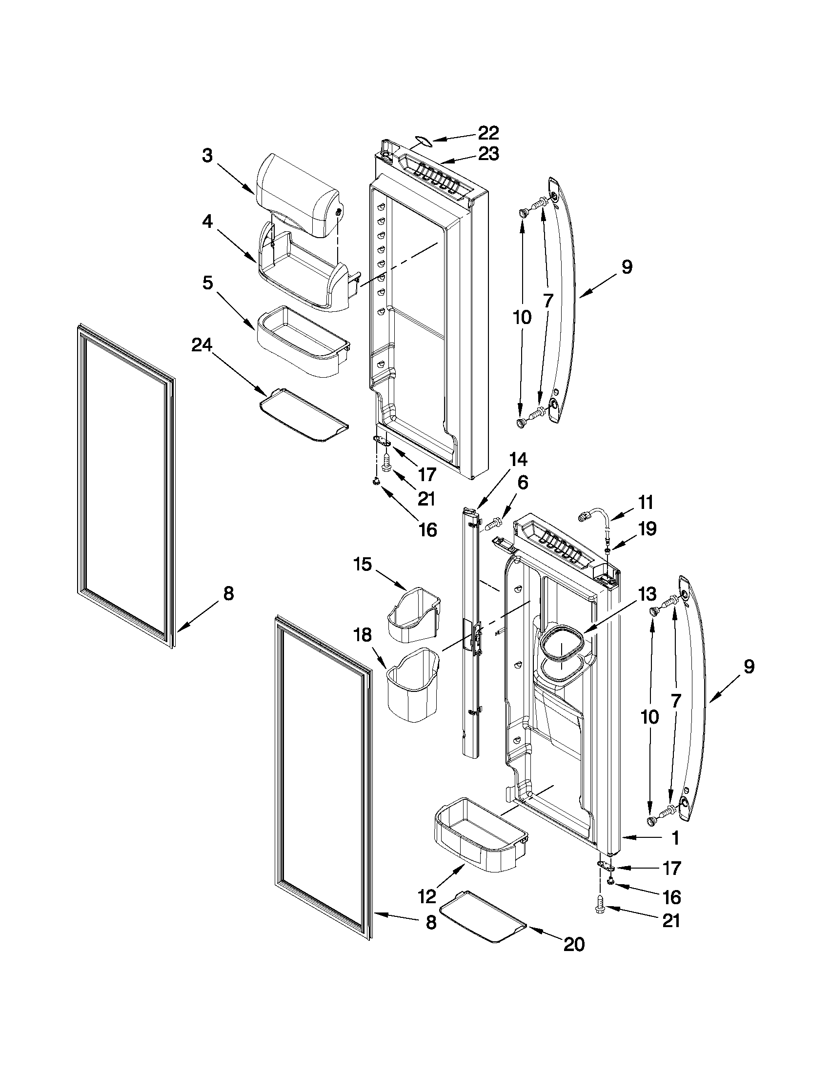 KitchenAid KFIS20XVMS6 refrigerator door parts diagram