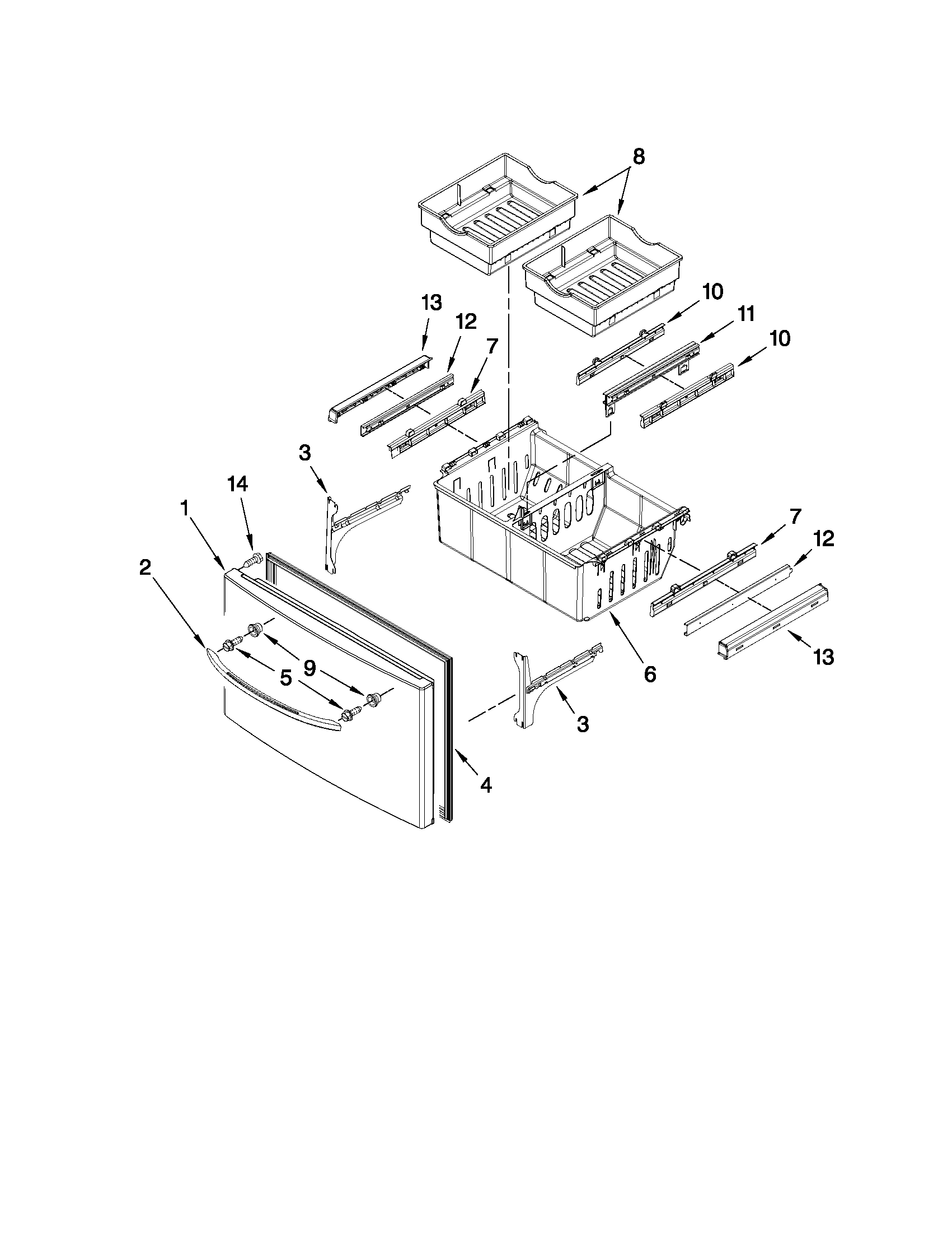 KitchenAid KFIS20XVMS6 freezer door parts diagram