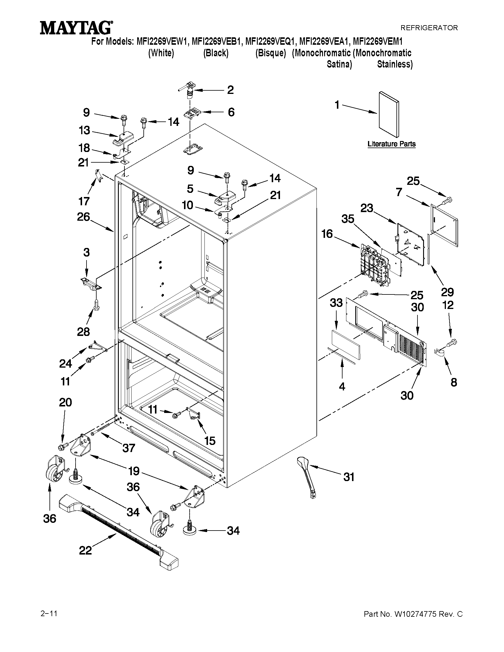 Maytag MFI2269VEW1 cabinet parts diagram