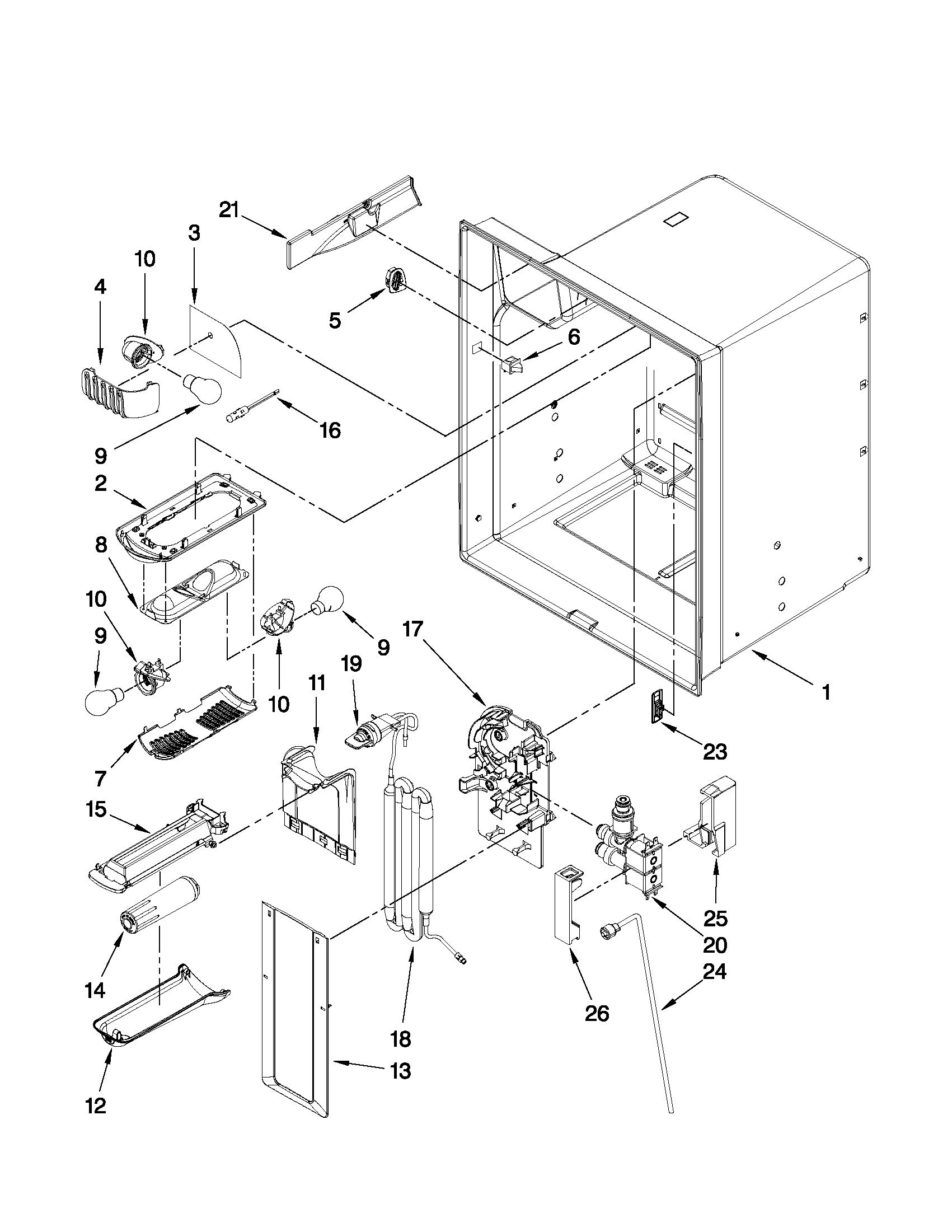 Maytag MFI2269VEW1 refrigerator liner parts diagram