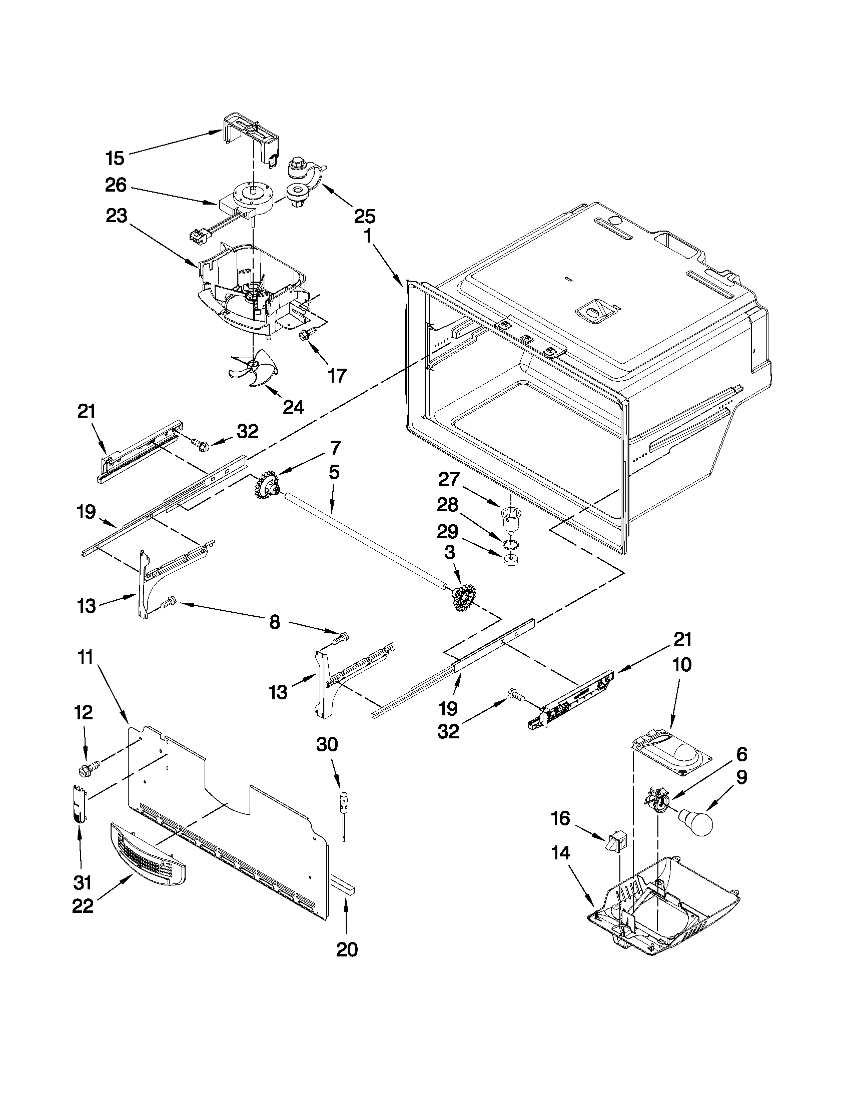 Maytag MFI2269VEW1 freezer liner parts diagram
