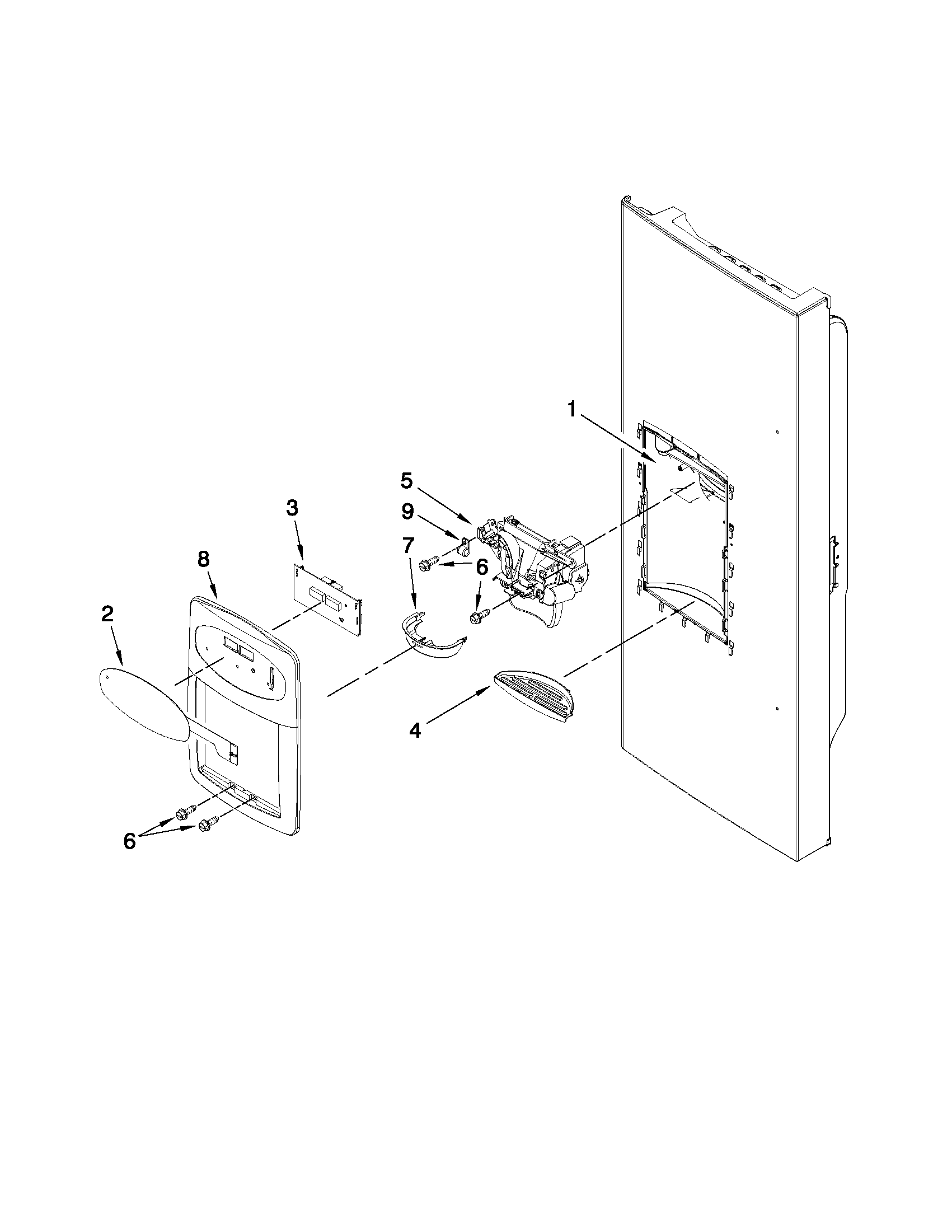 Maytag MFI2269VEW1 dispenser front parts diagram