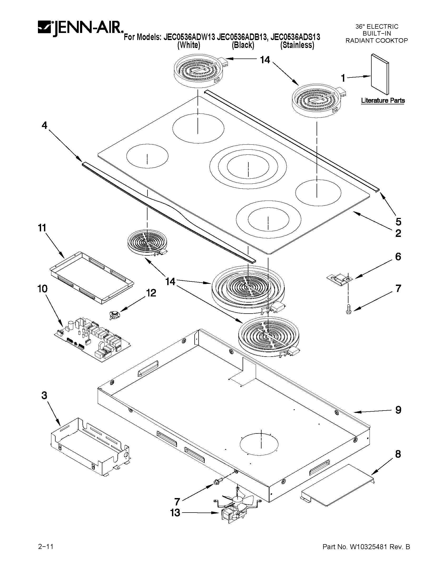 Jenn-Air JEC0536ADB13 cooktop parts diagram