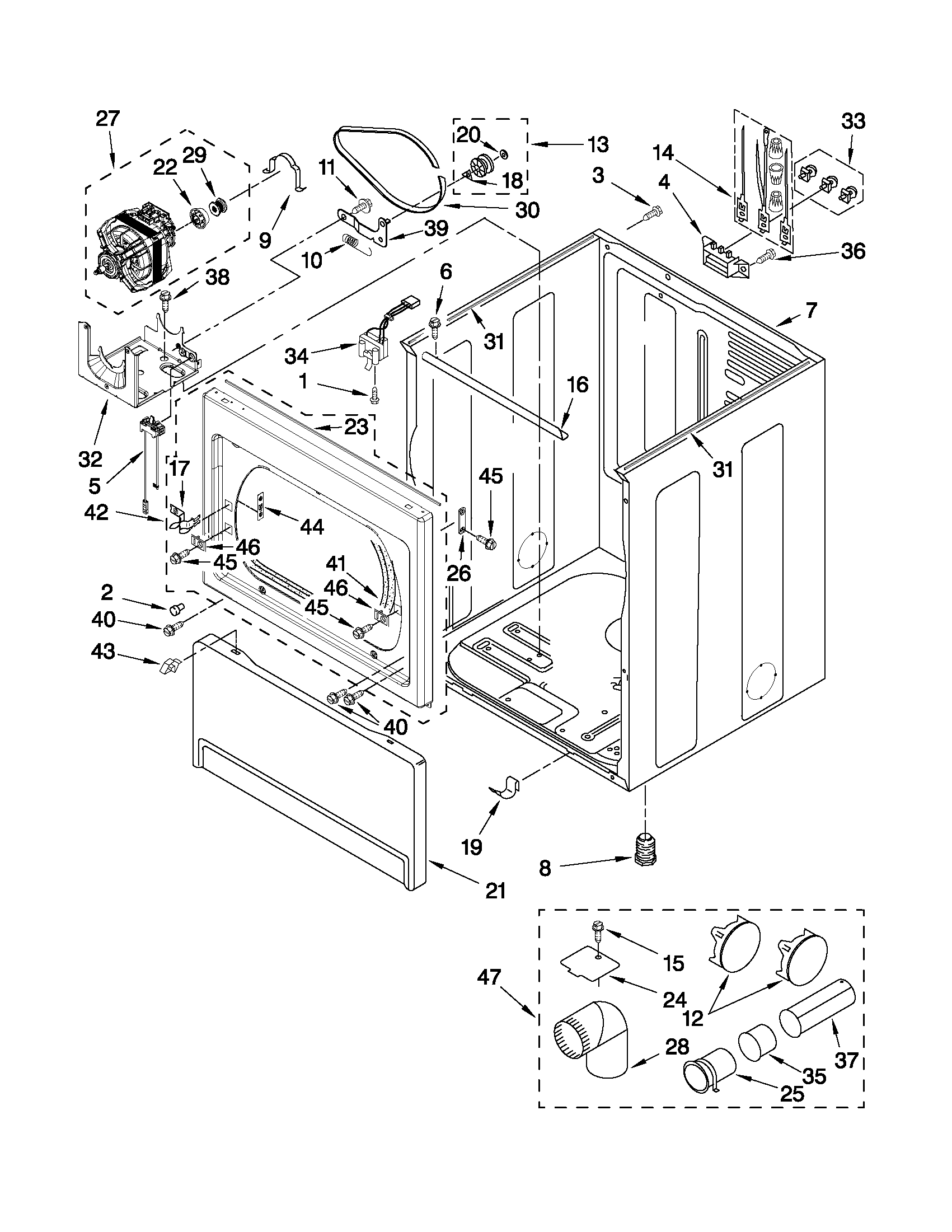 Maytag MEDX700XW0 cabinet parts diagram
