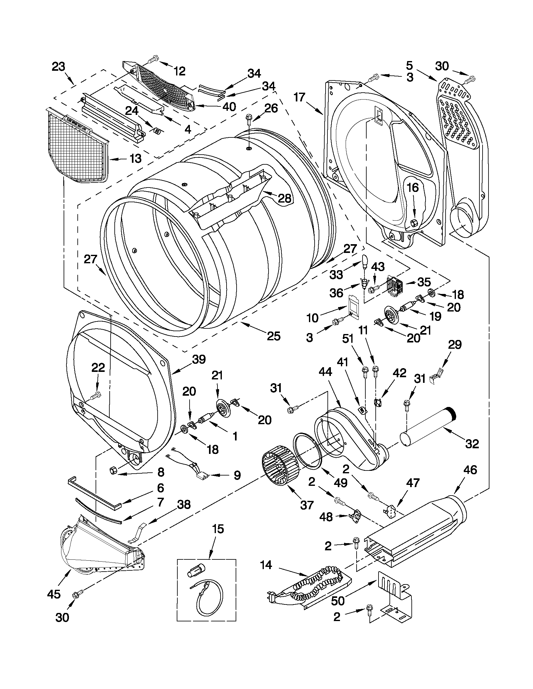 Maytag MEDX700XW0 bulkhead parts diagram