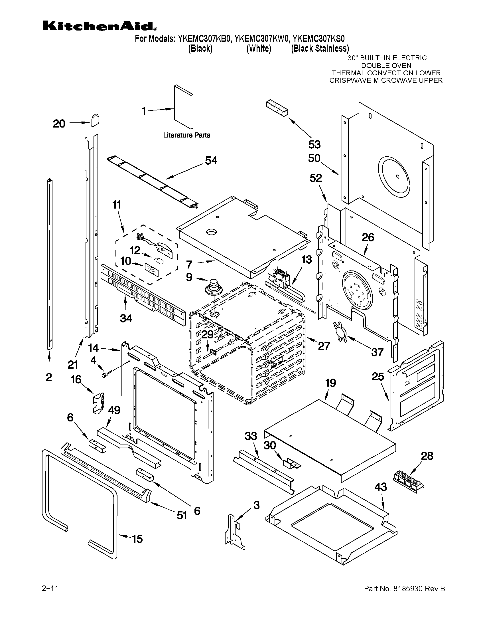 KitchenAid YKEMC307KS0 oven parts diagram