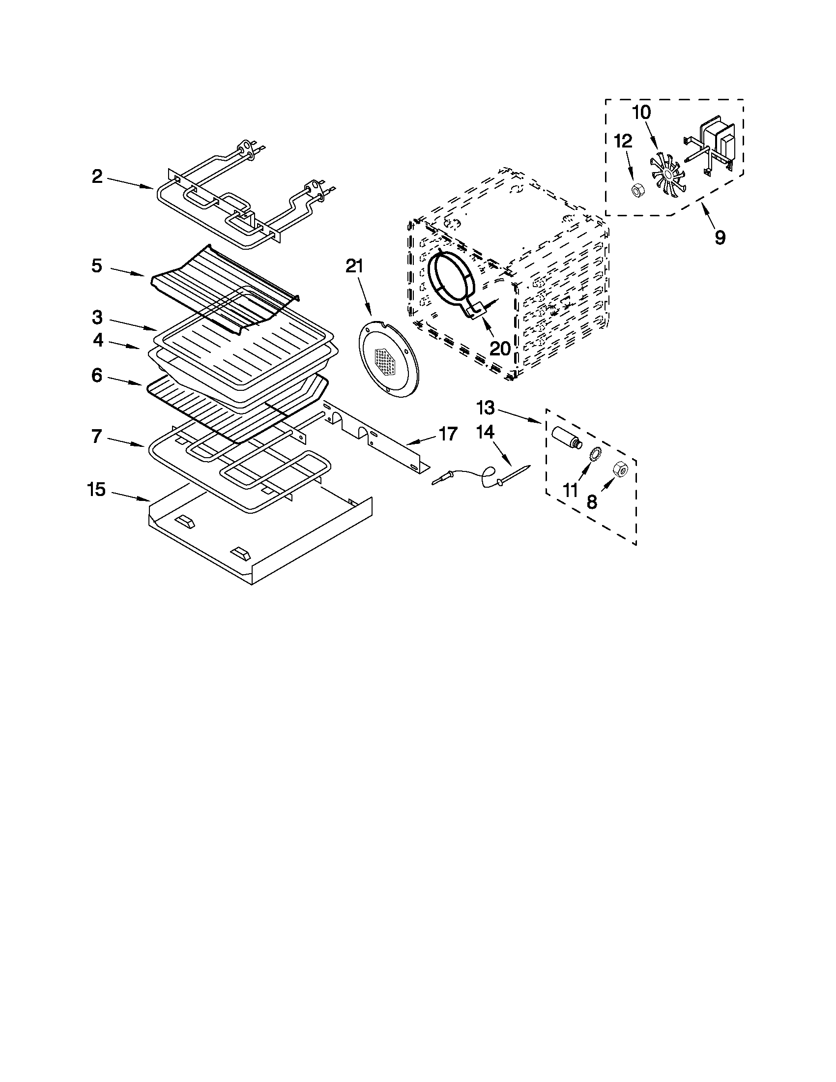 KitchenAid YKEMC307KS0 internal oven parts diagram