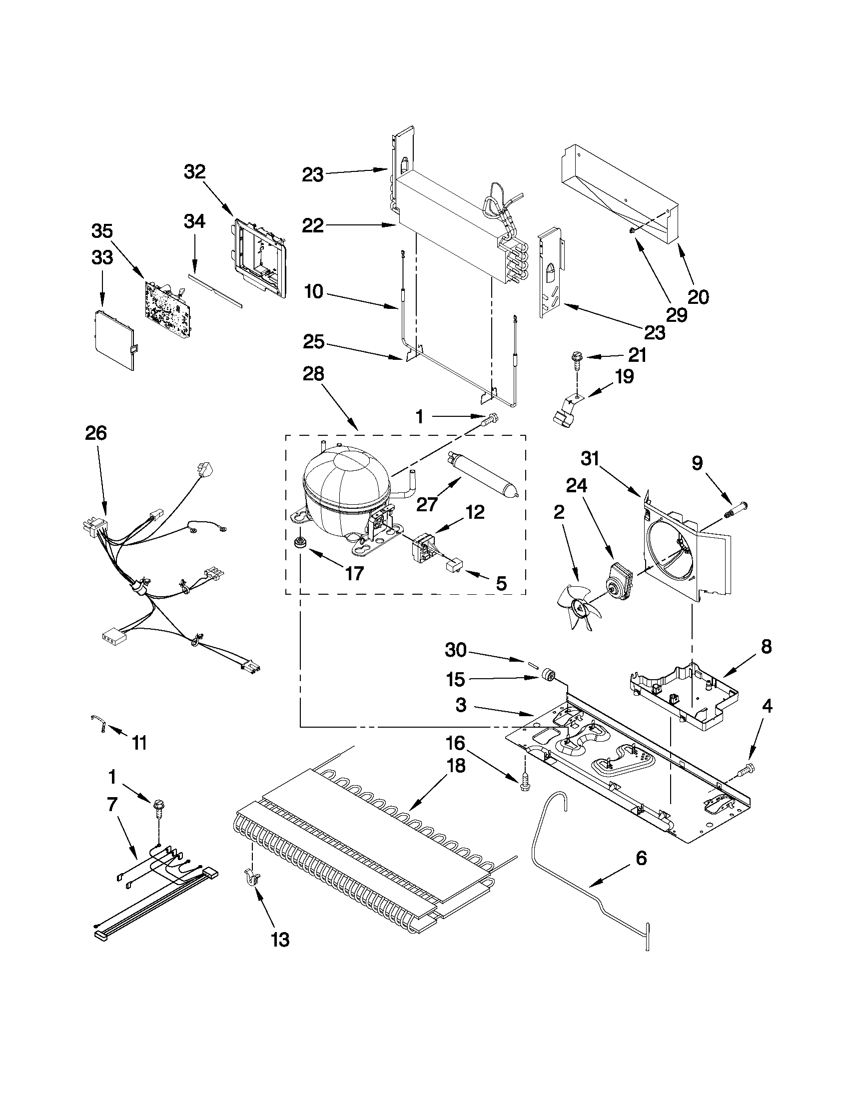 KitchenAid KBFS25EWWH0 unit parts diagram