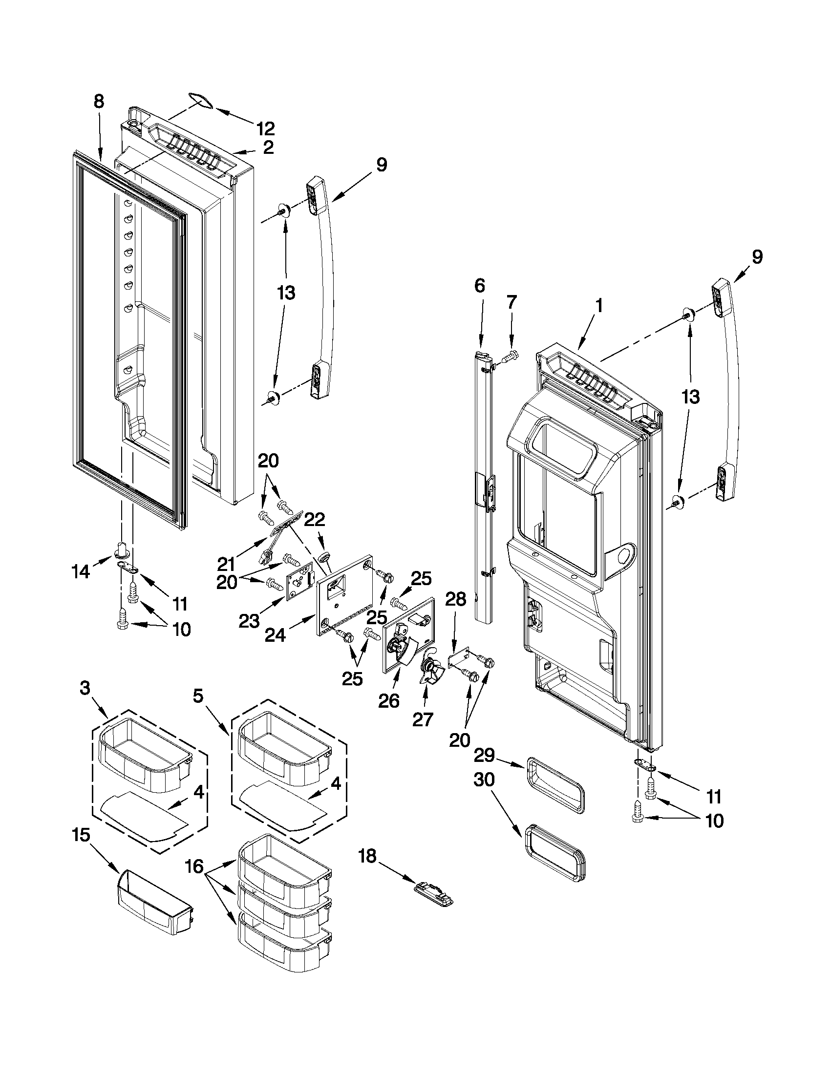 Whirlpool GI7FVCXWB01 refrigerator door parts diagram