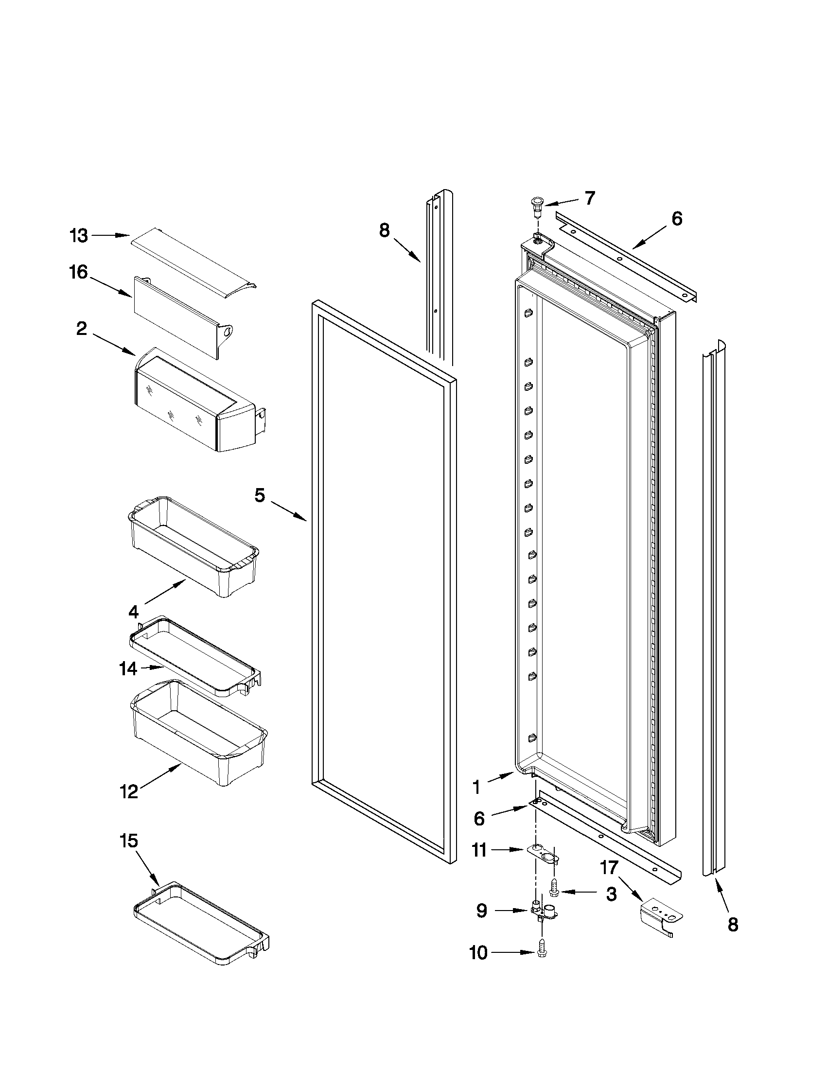 KitchenAid KSO24C8EYW00 refrigerator door parts diagram