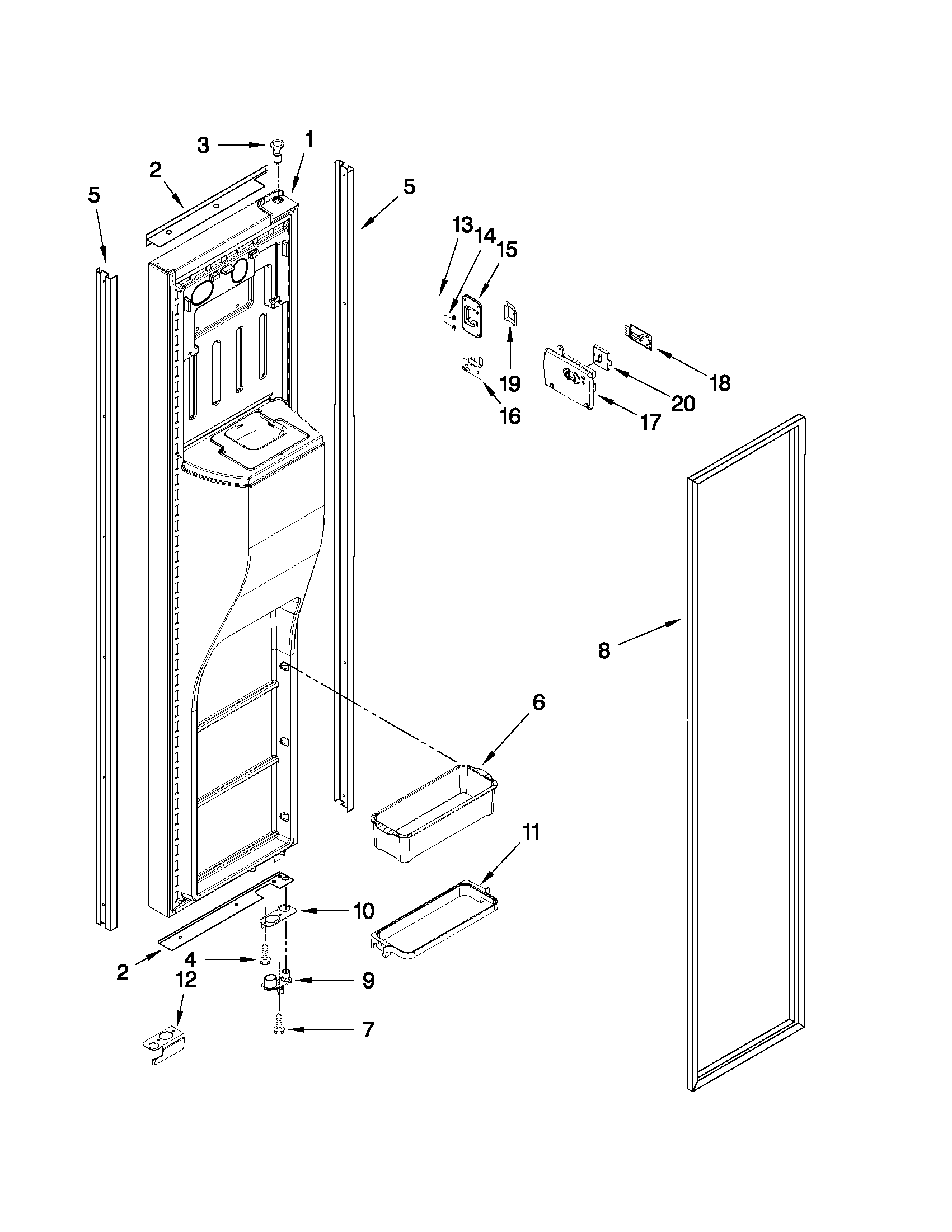 KitchenAid KSO24C8EYW00 freezer door parts diagram