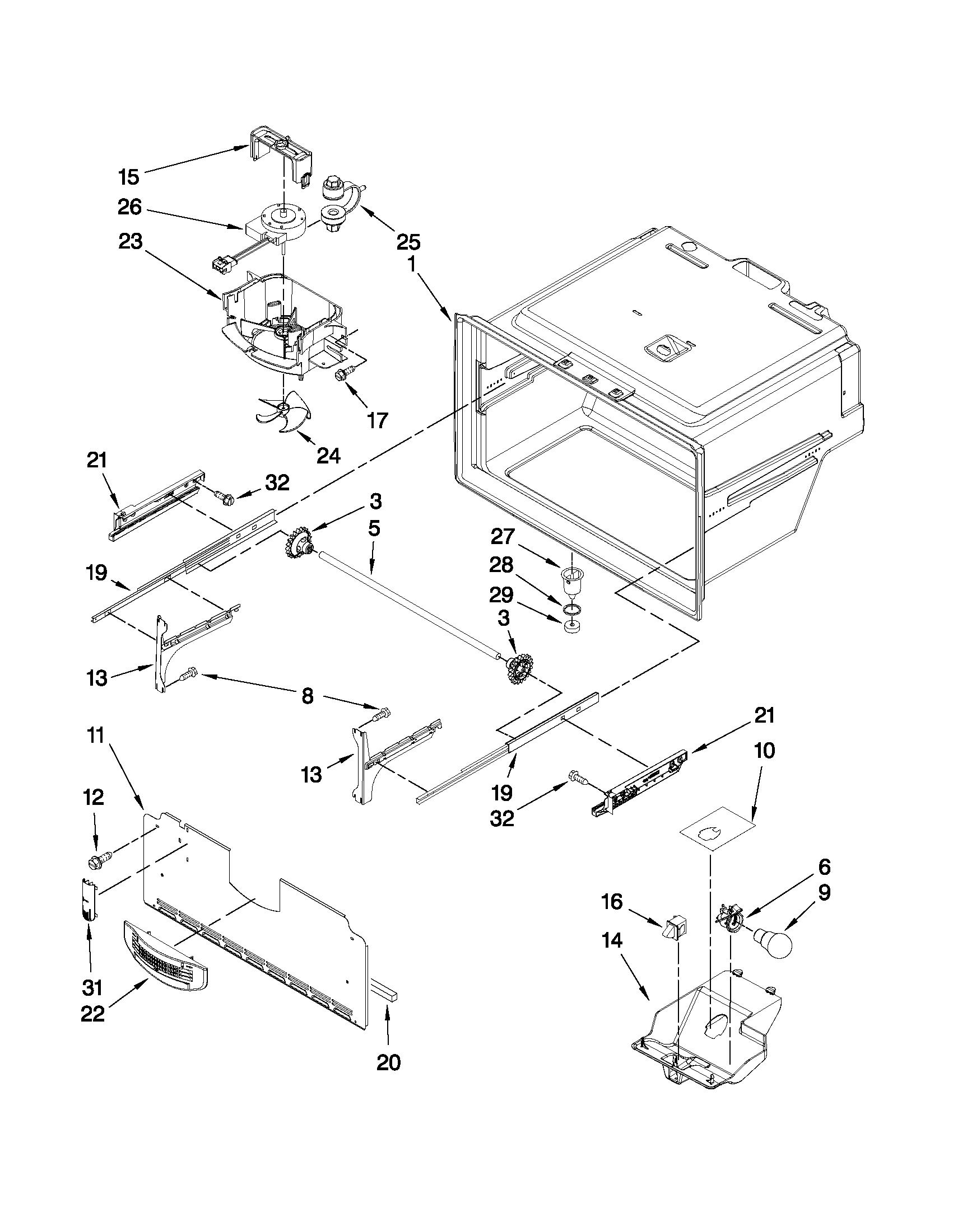Whirlpool GI0FSAXVB05 freezer liner parts diagram
