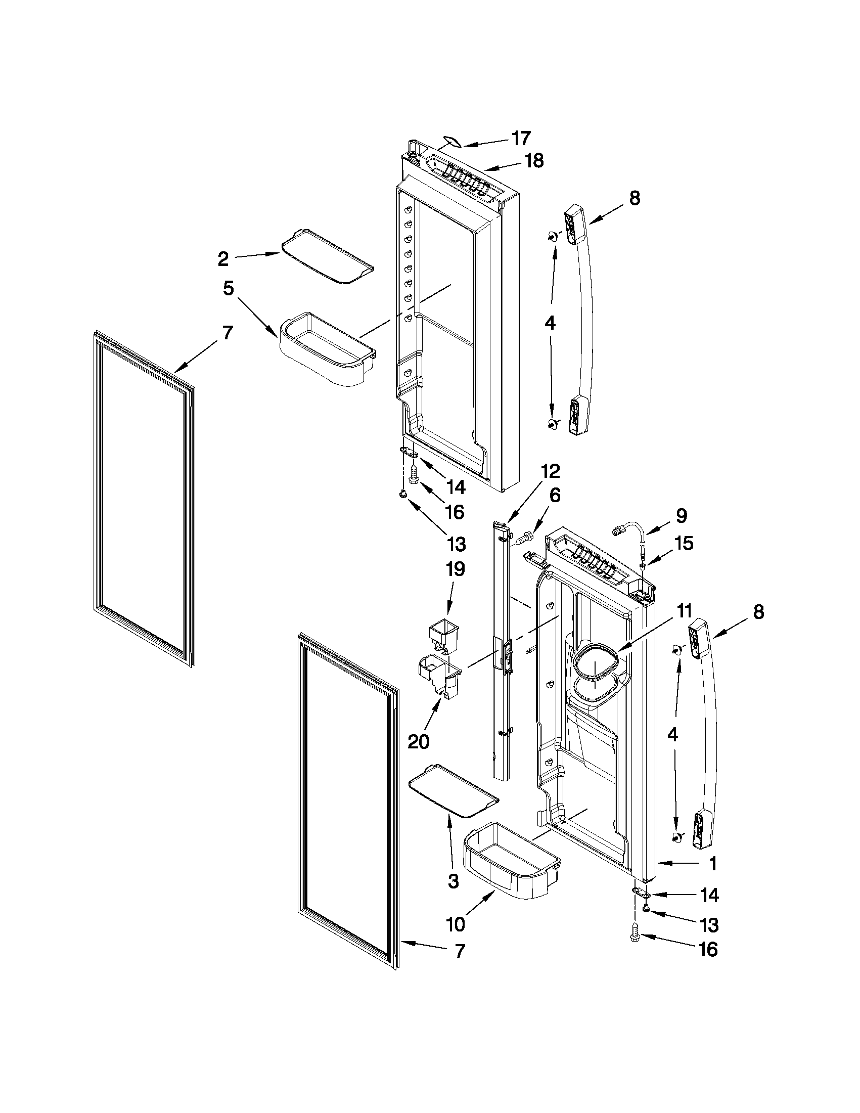 Whirlpool GI0FSAXVB05 refrigerator door parts diagram