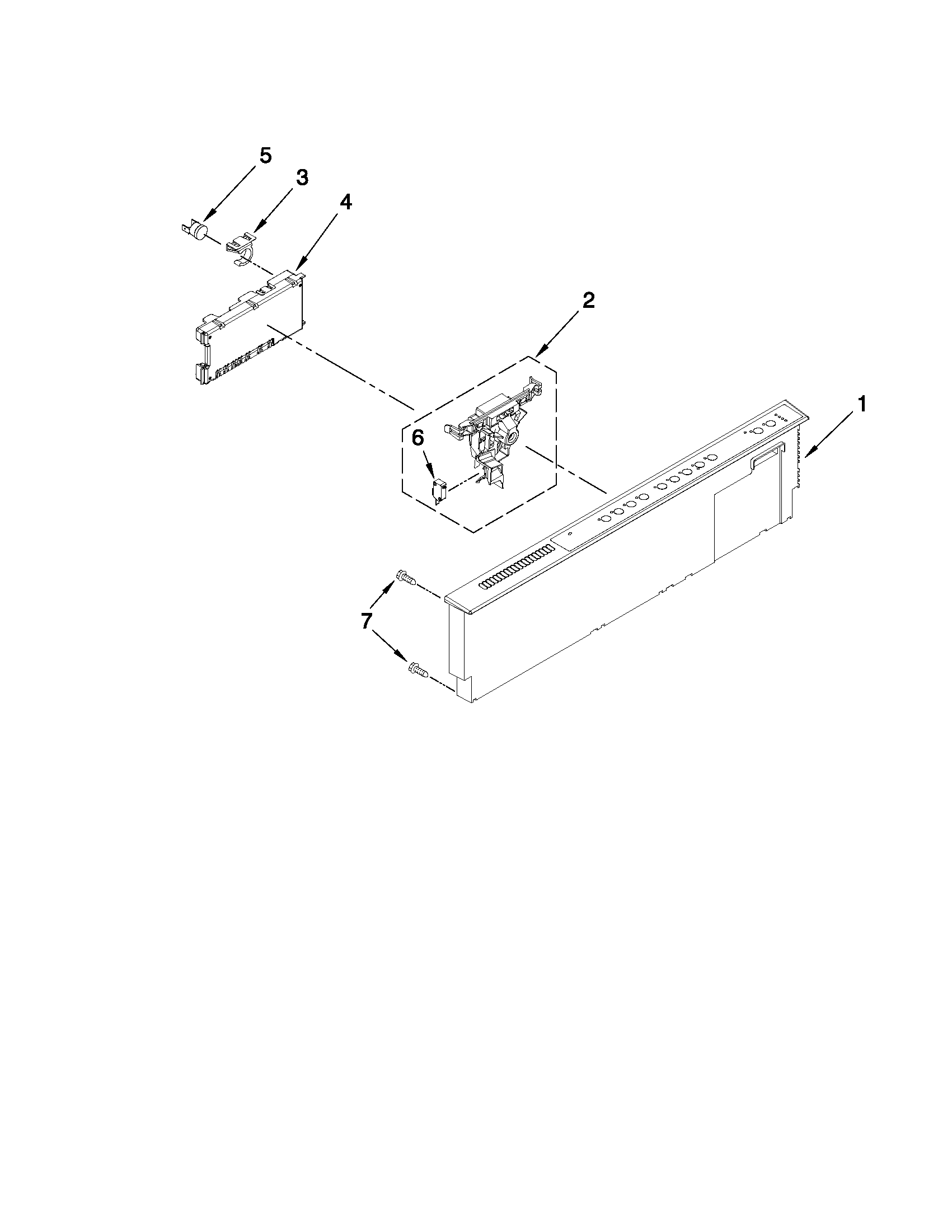 KitchenAid KUDS40FVSS5 control panel and latch parts diagram