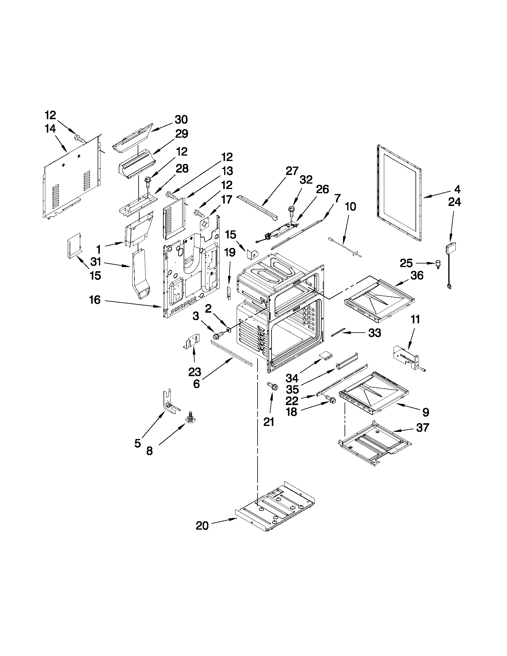 Maytag MGR6775BDQ17 chassis parts diagram