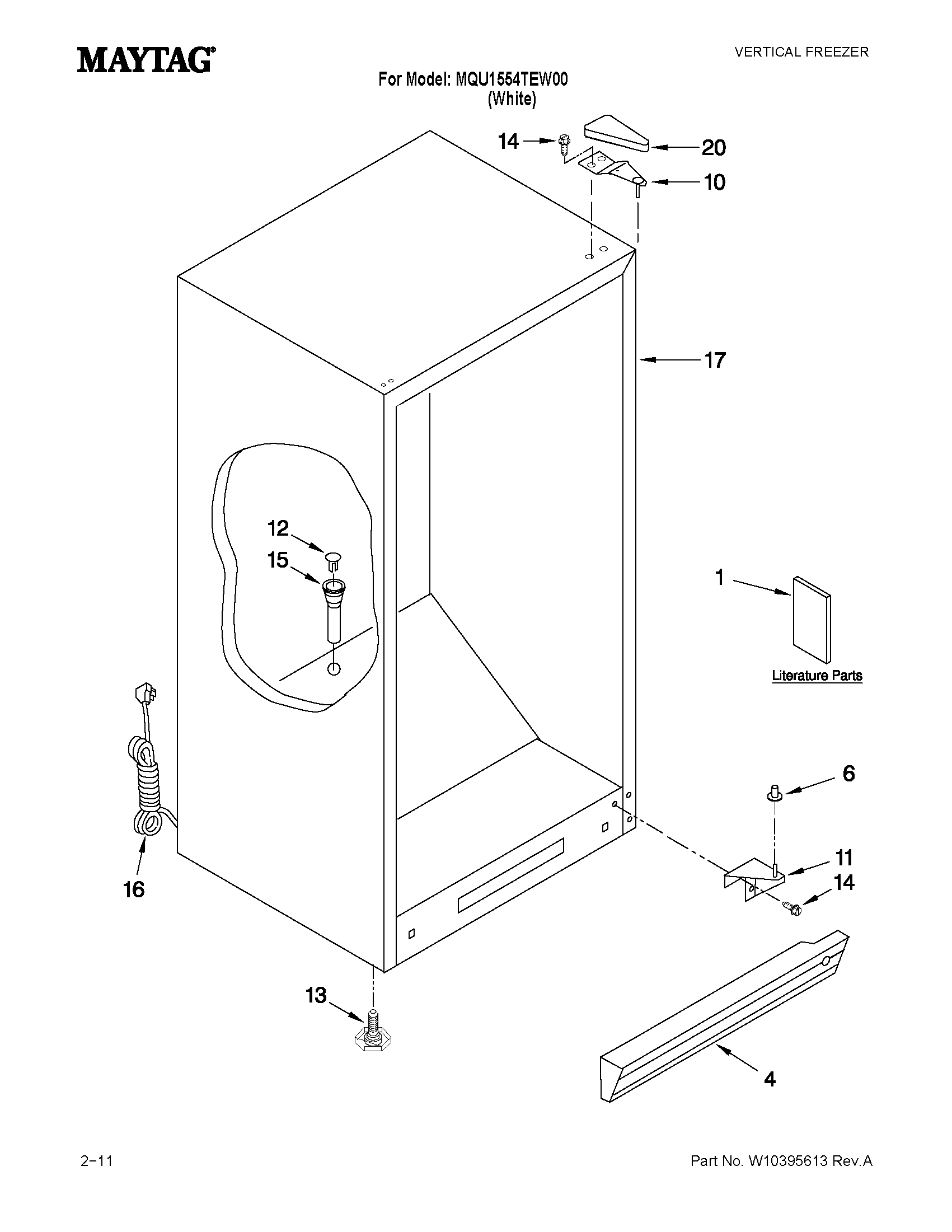 Maytag MQU1554TEW00 cabinet parts diagram