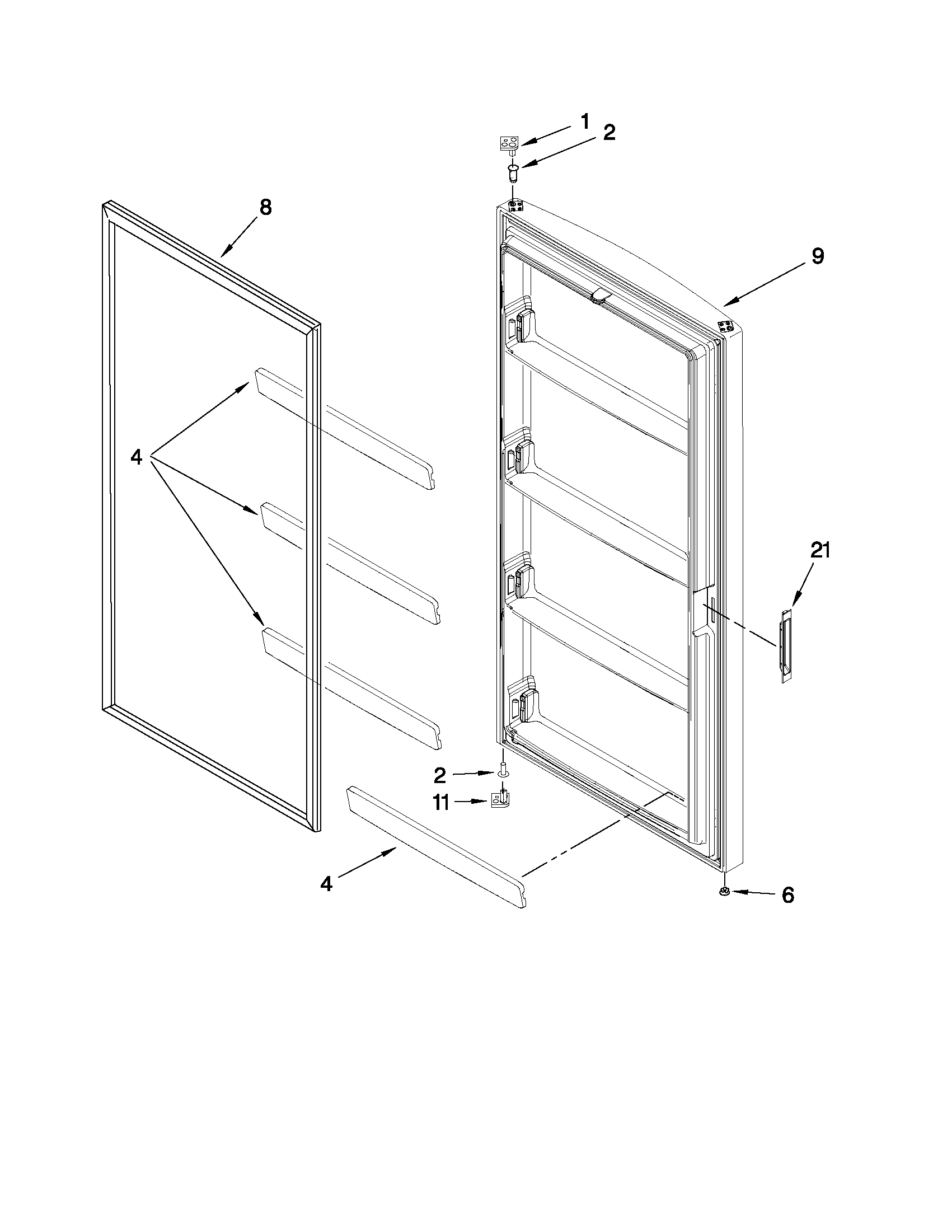 Maytag MQU1554TEW00 door parts diagram