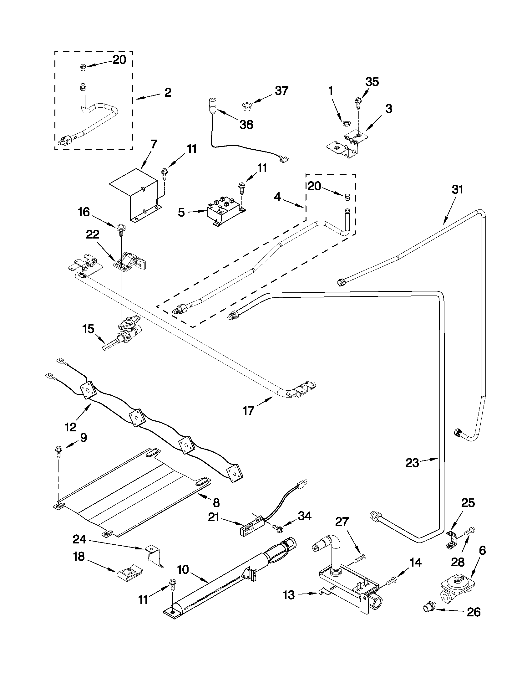 Whirlpool WFG114SVB0 manifold parts diagram