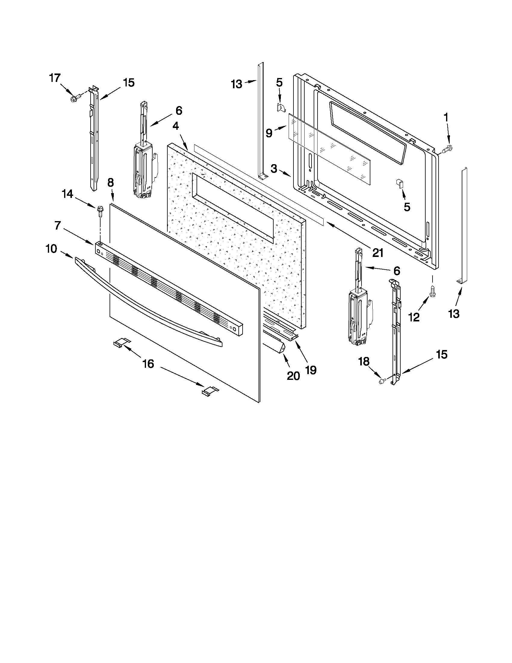 Whirlpool WFG114SVB0 door parts diagram