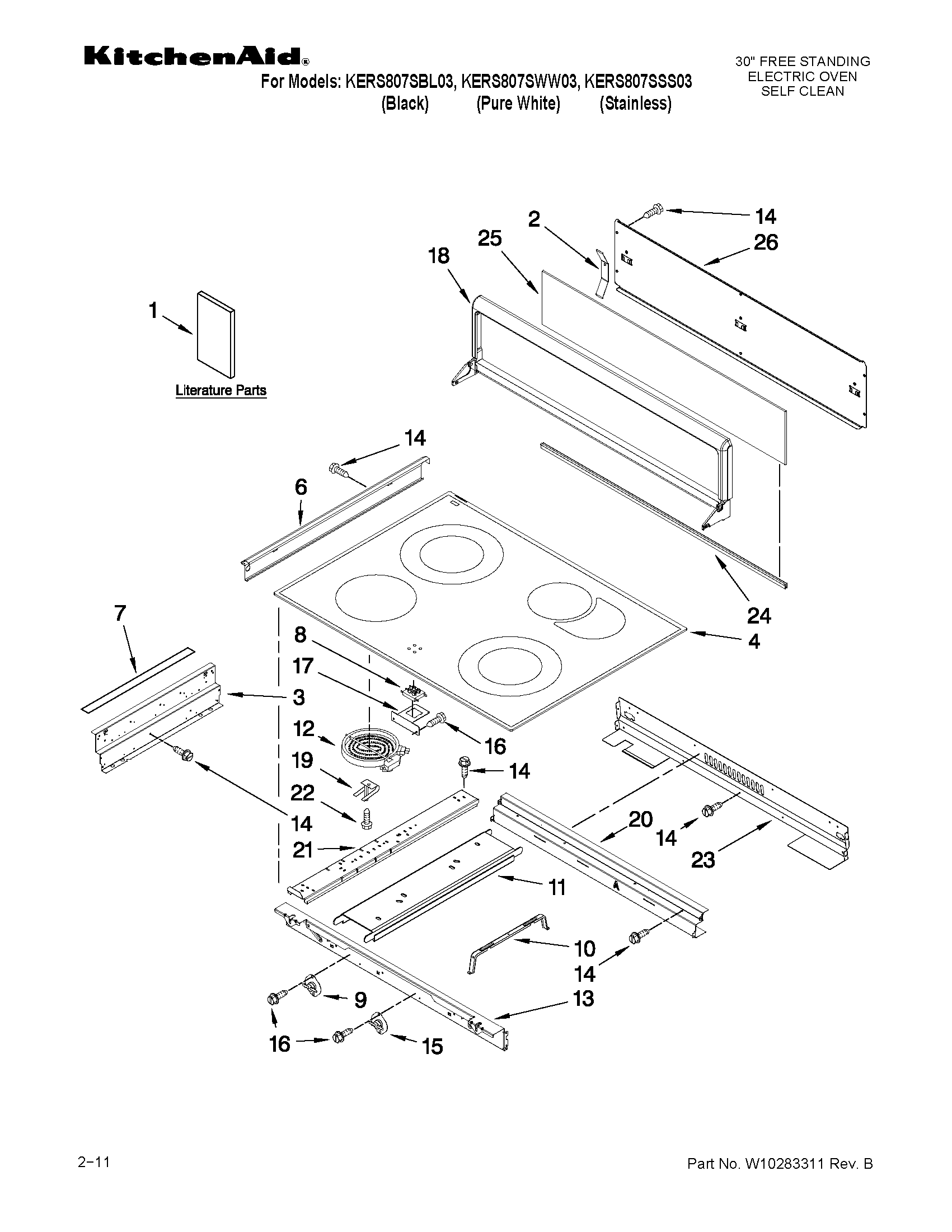 KitchenAid KERS807SWW03 cooktop parts diagram
