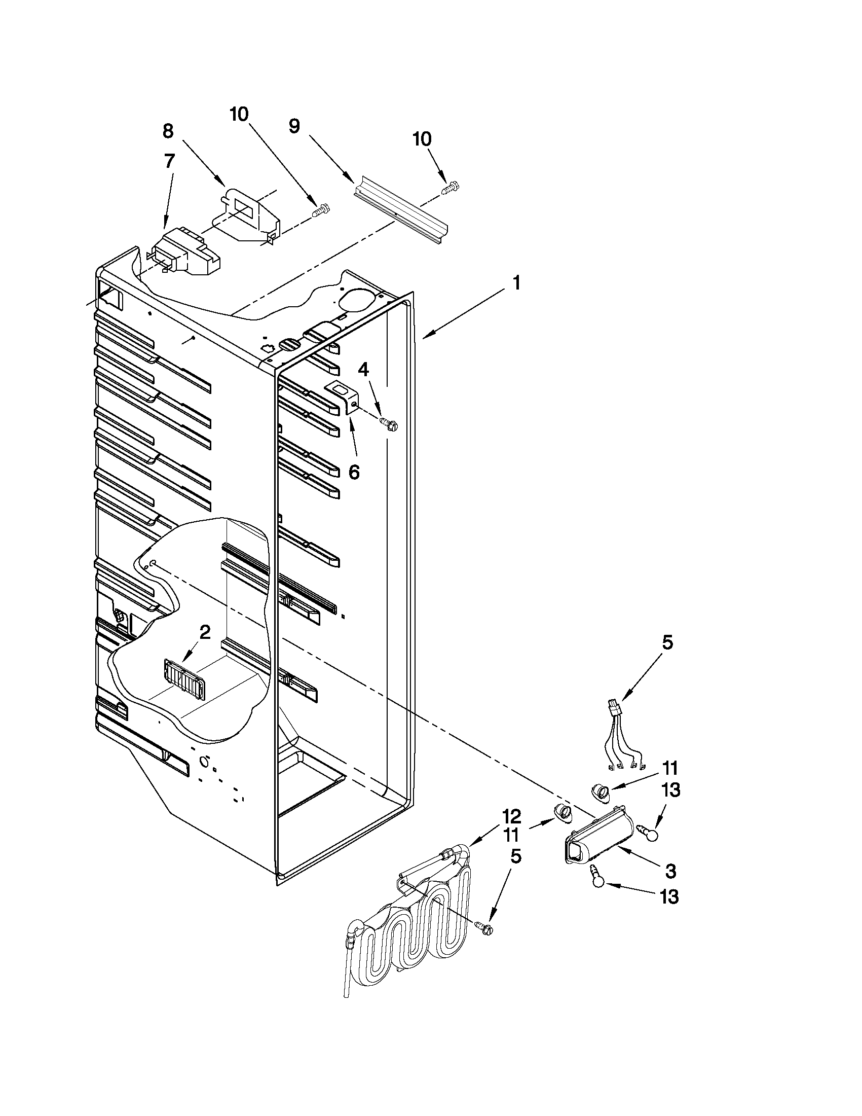 Whirlpool ED5FVGXWS05 refrigerator liner parts diagram