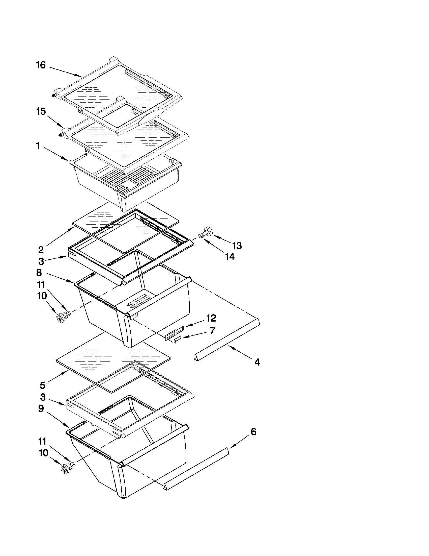 Whirlpool ED5FVGXWS05 refrigerator shelf parts diagram