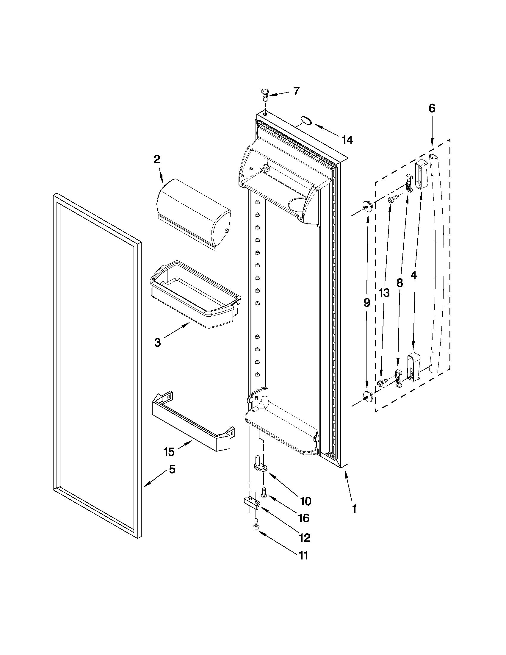 Whirlpool ED5FVGXWS05 refrigerator door parts diagram