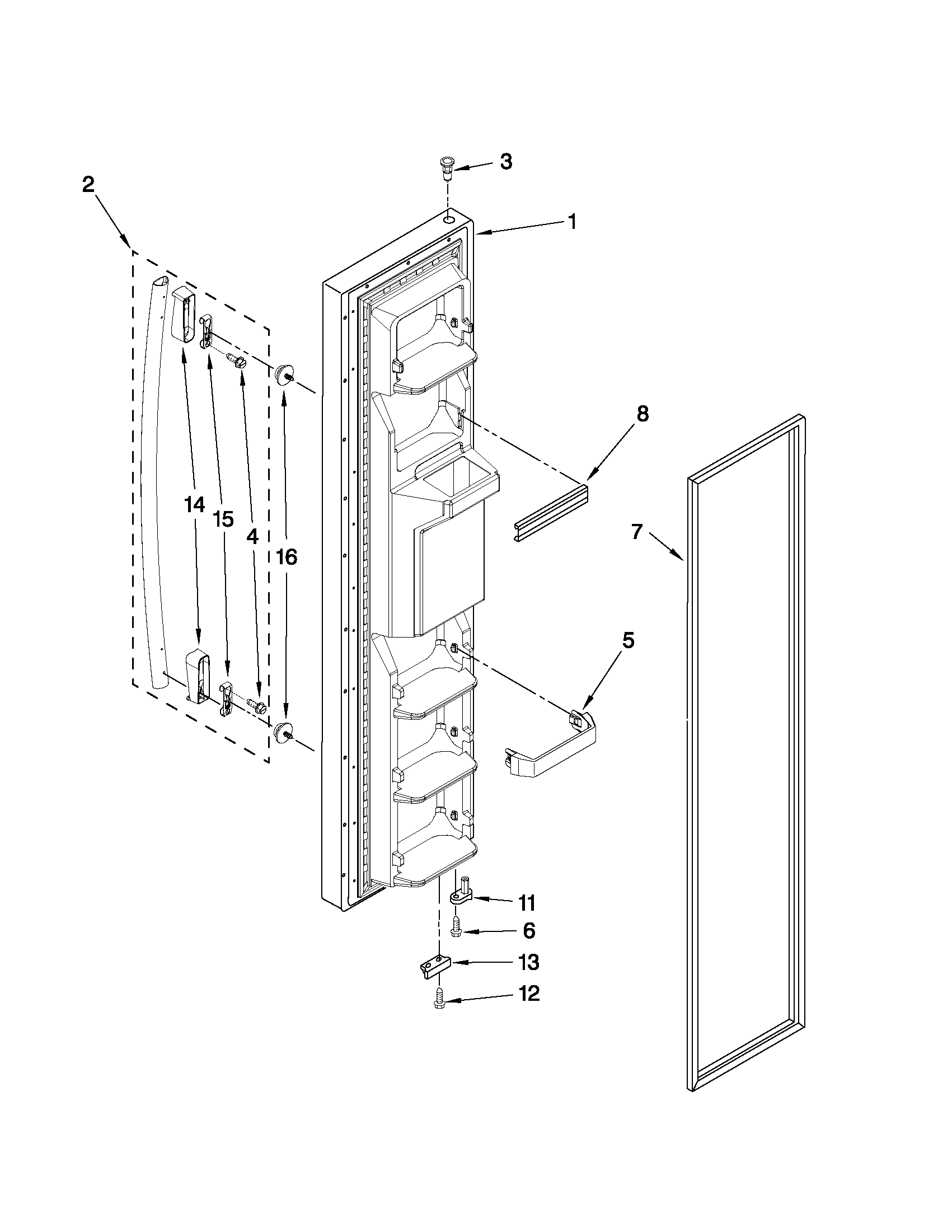 Whirlpool ED5FVGXWS05 freezer door parts diagram
