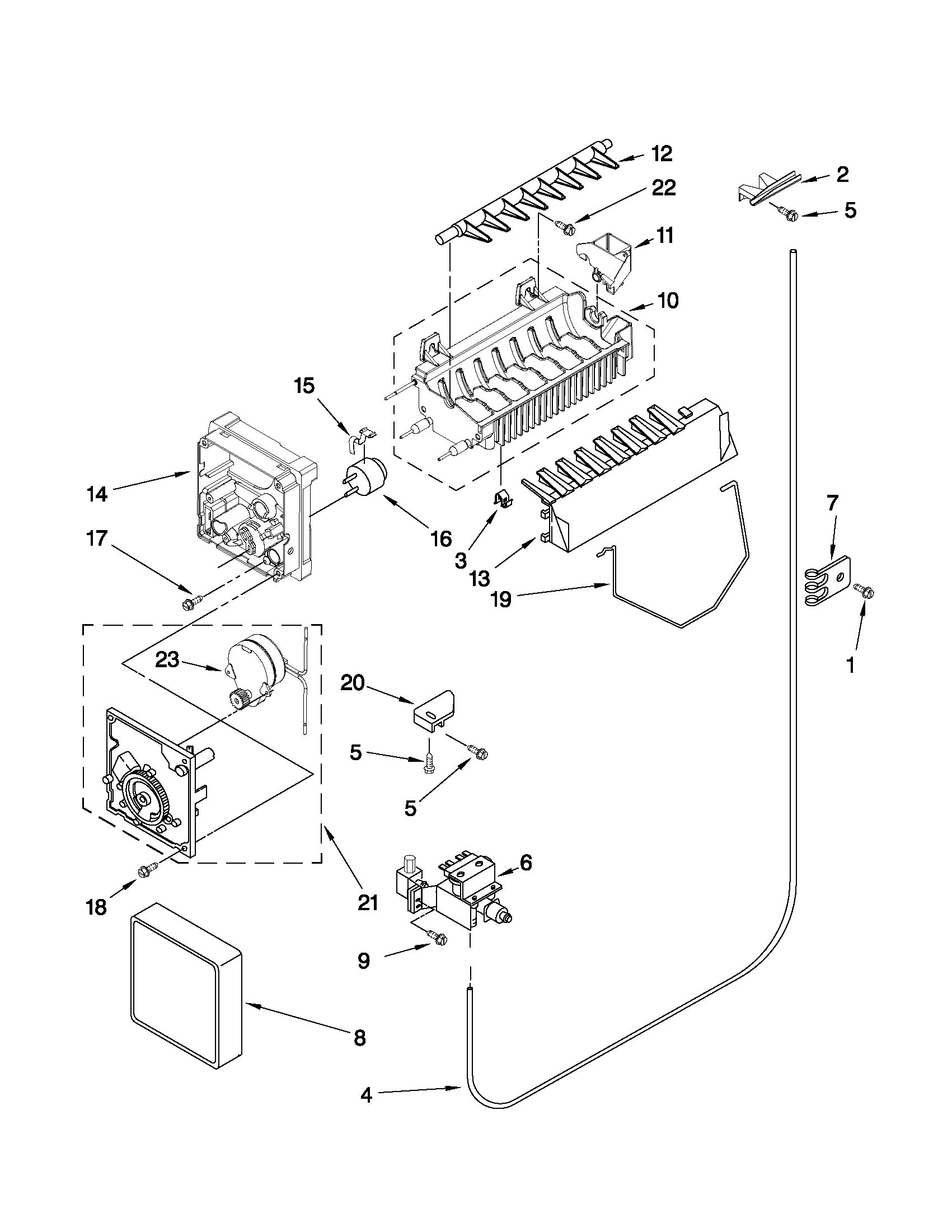 Whirlpool ED5FVGXWS05 icemaker parts diagram