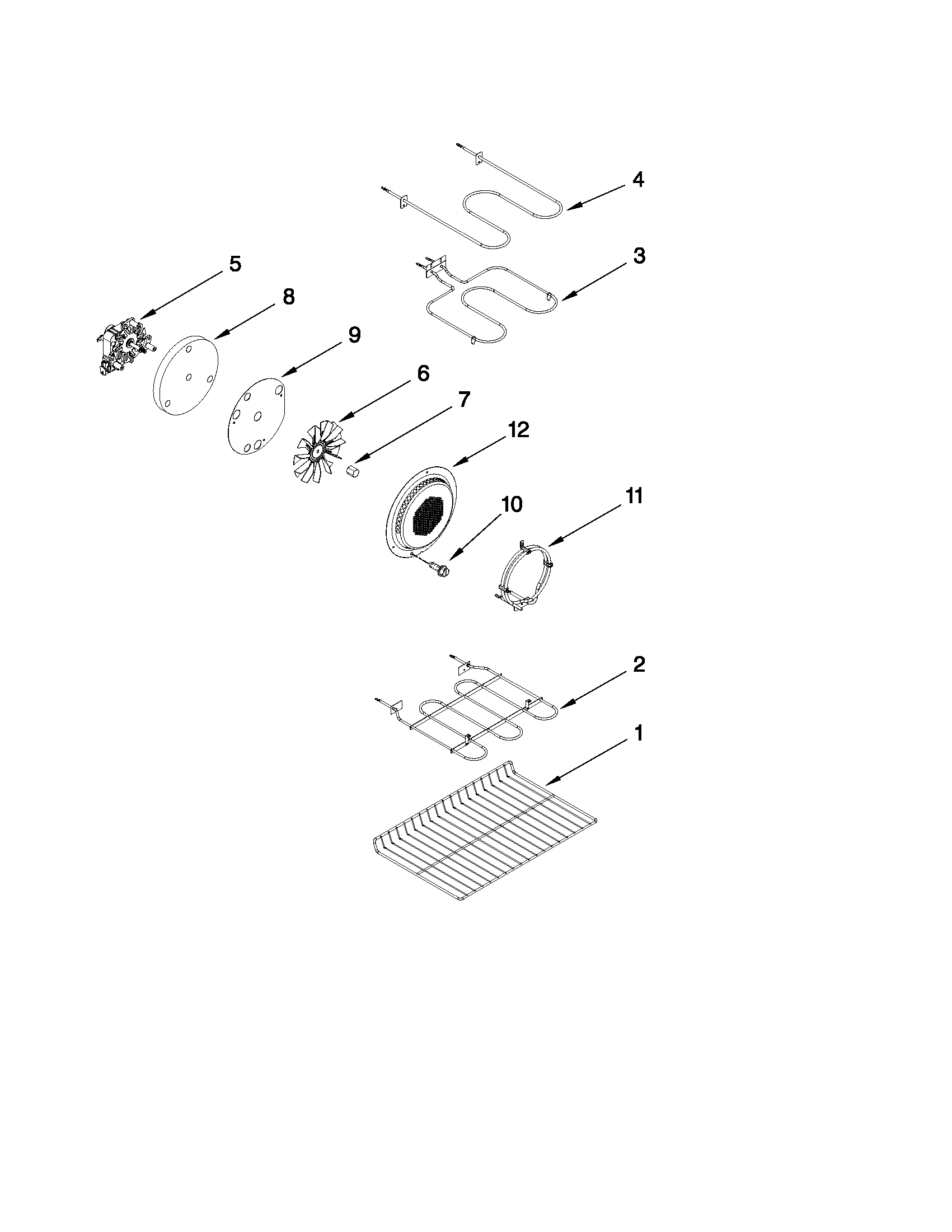 Whirlpool YGGE390LXQ00 internal oven parts diagram