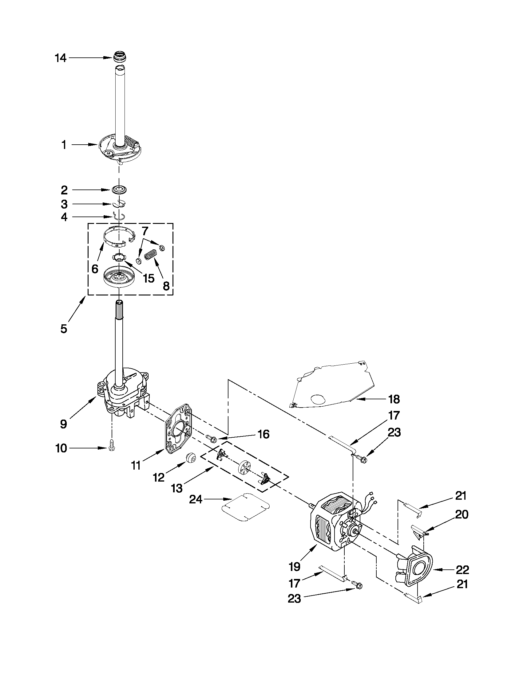 Inglis IV4600X0 brake, clutch, gearcase, motor and pump parts diagram