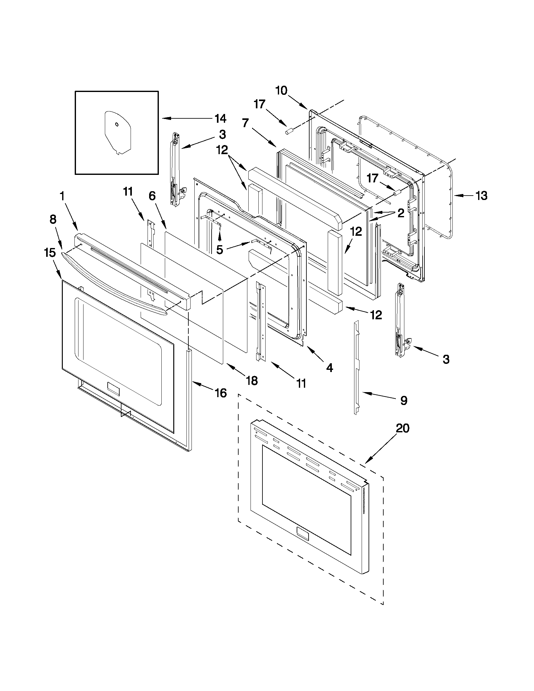 KitchenAid KERS206XSS1 door parts diagram
