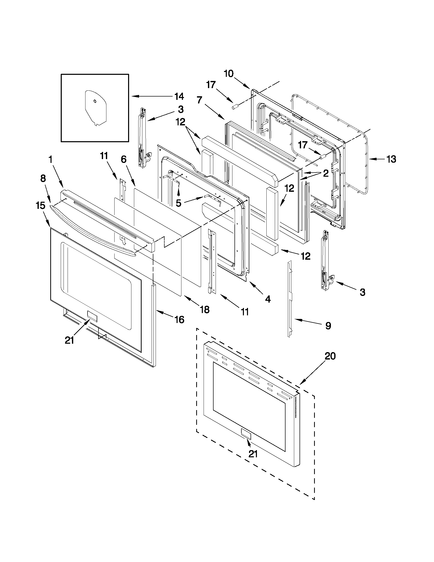 KitchenAid KERS208XSS1 door parts diagram