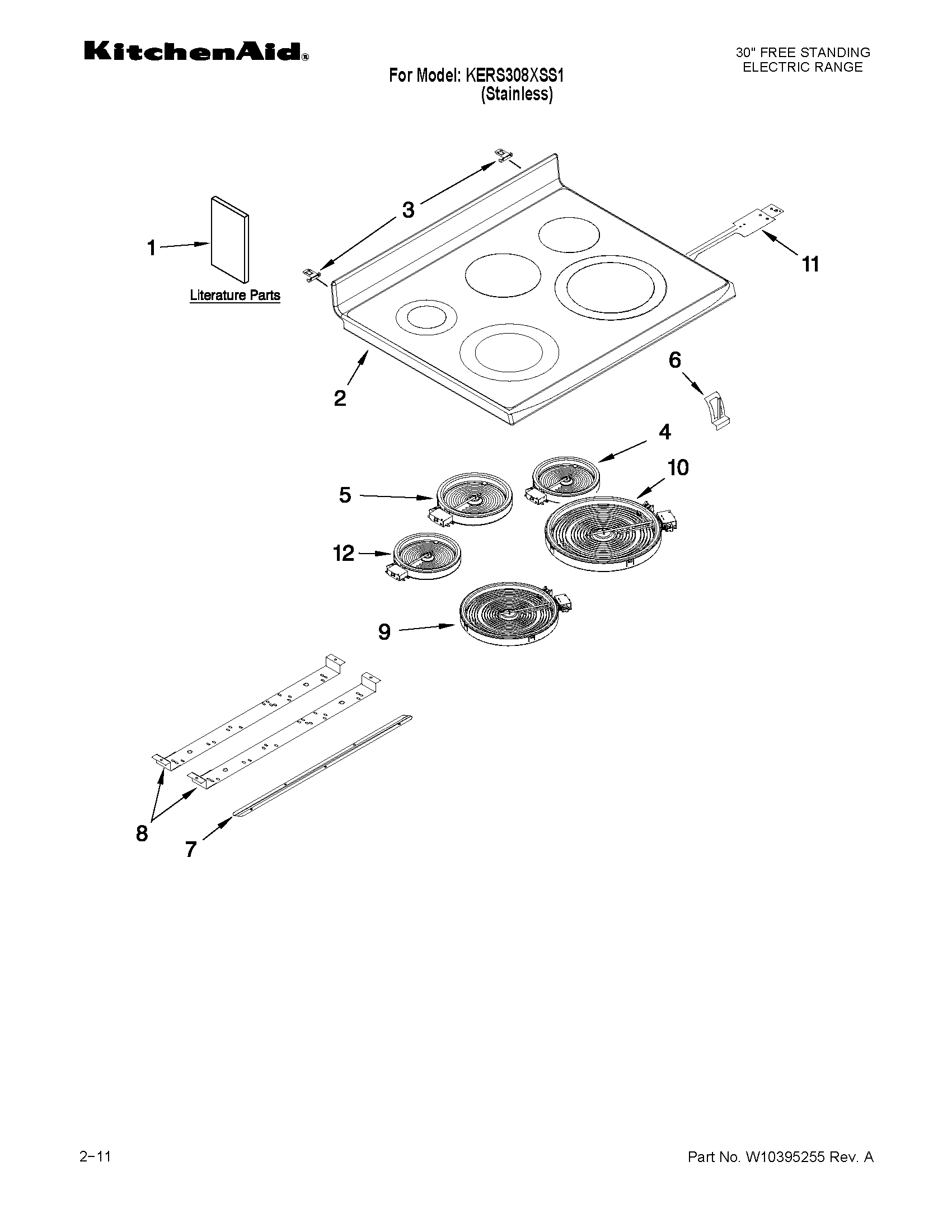 KitchenAid KERS308XSS1 cooktop parts diagram