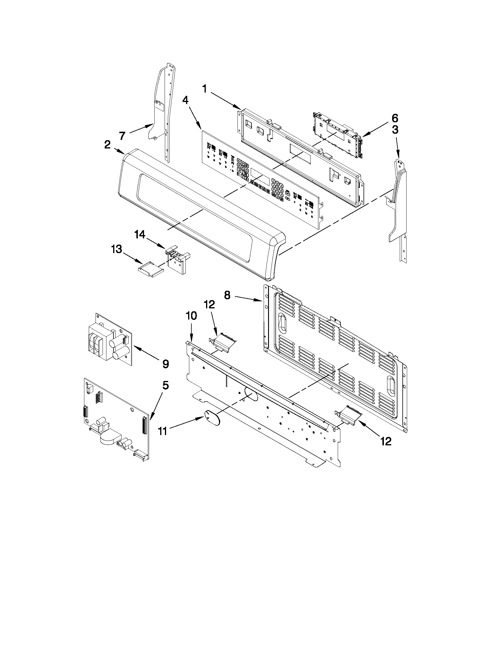 KitchenAid KERS308XSS1 control panel parts diagram