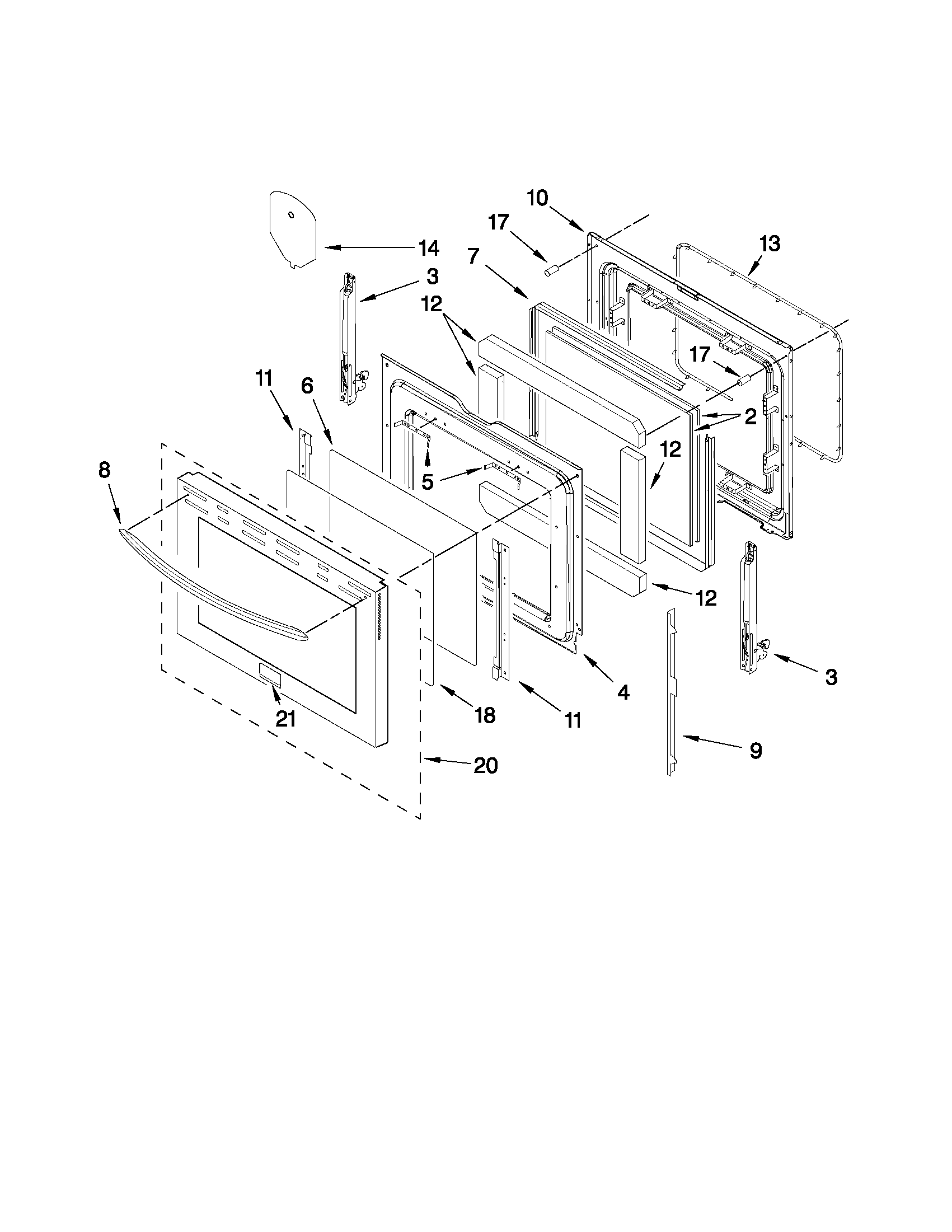 KitchenAid KERS308XSS1 door parts diagram