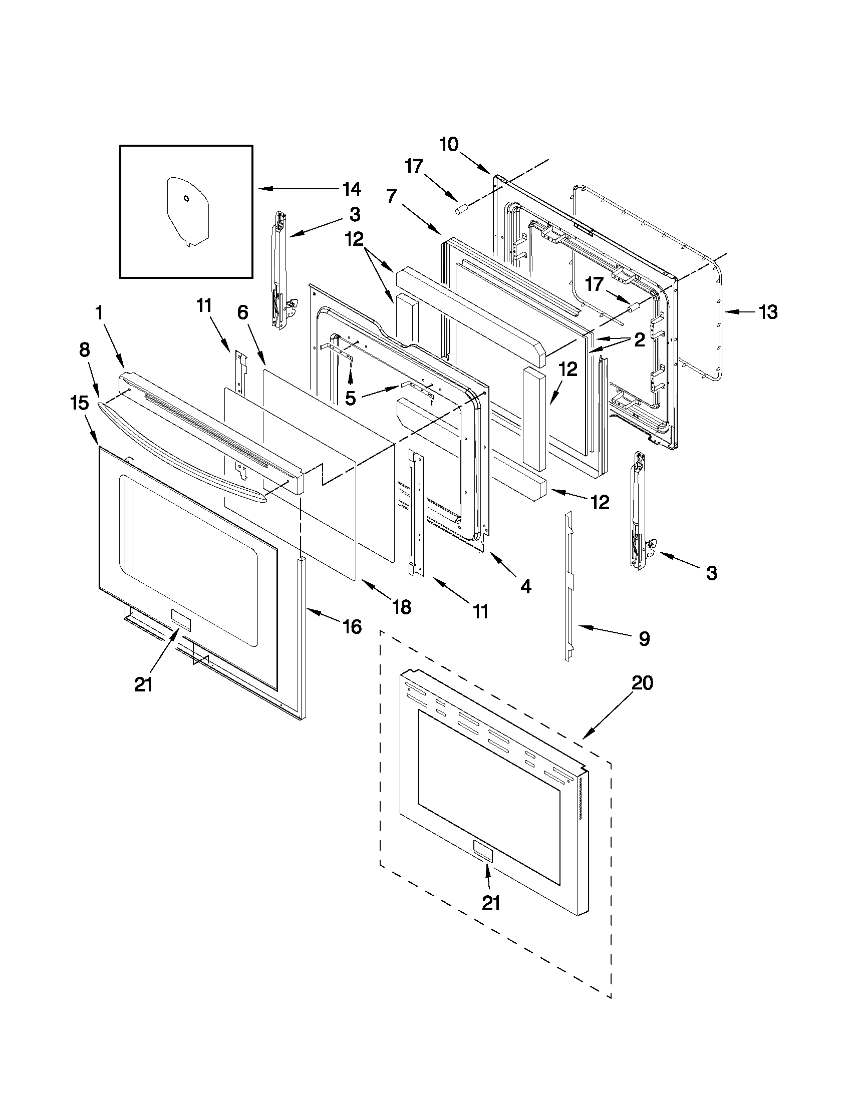 KitchenAid YKERS206XS1 door parts diagram