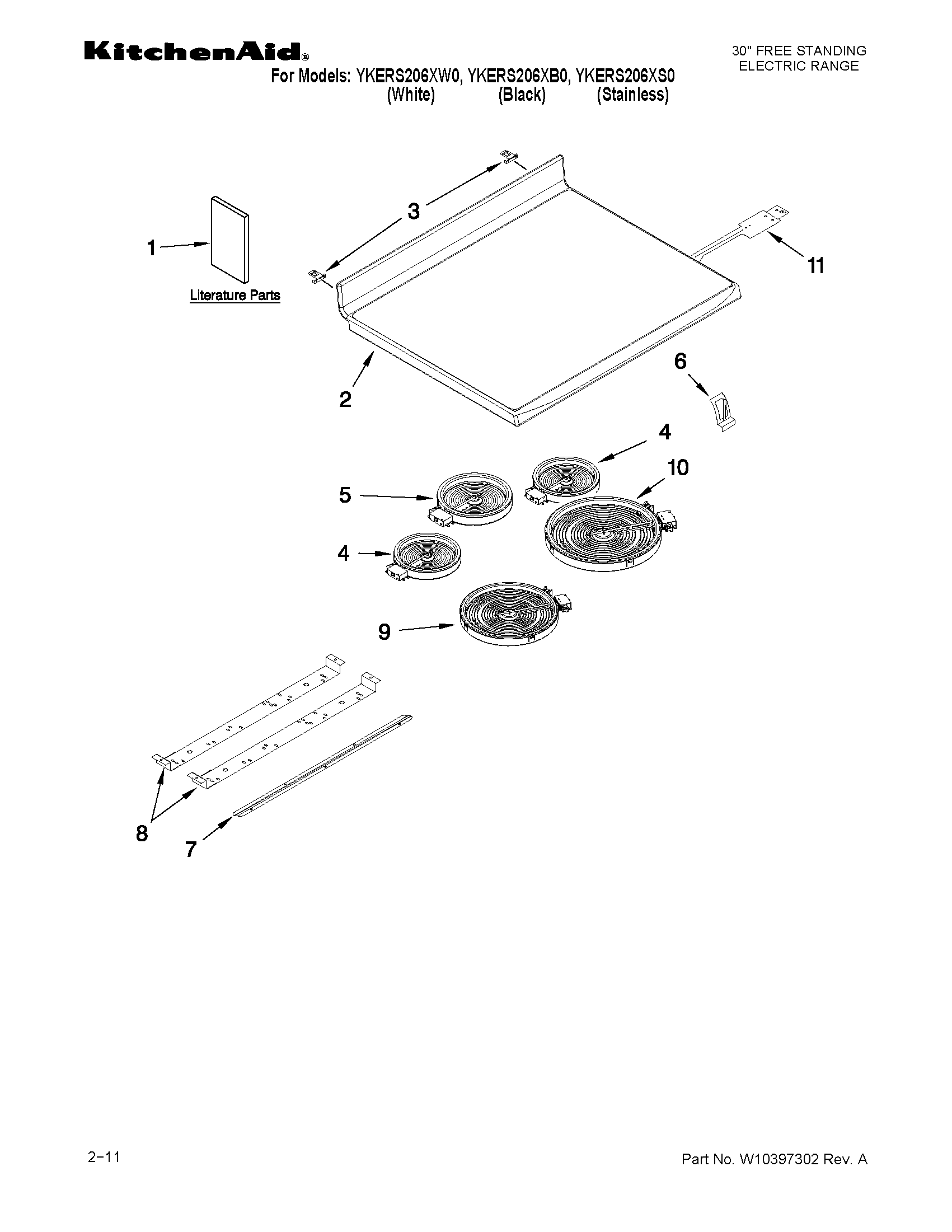 KitchenAid YKERS206XW0 cooktop parts diagram