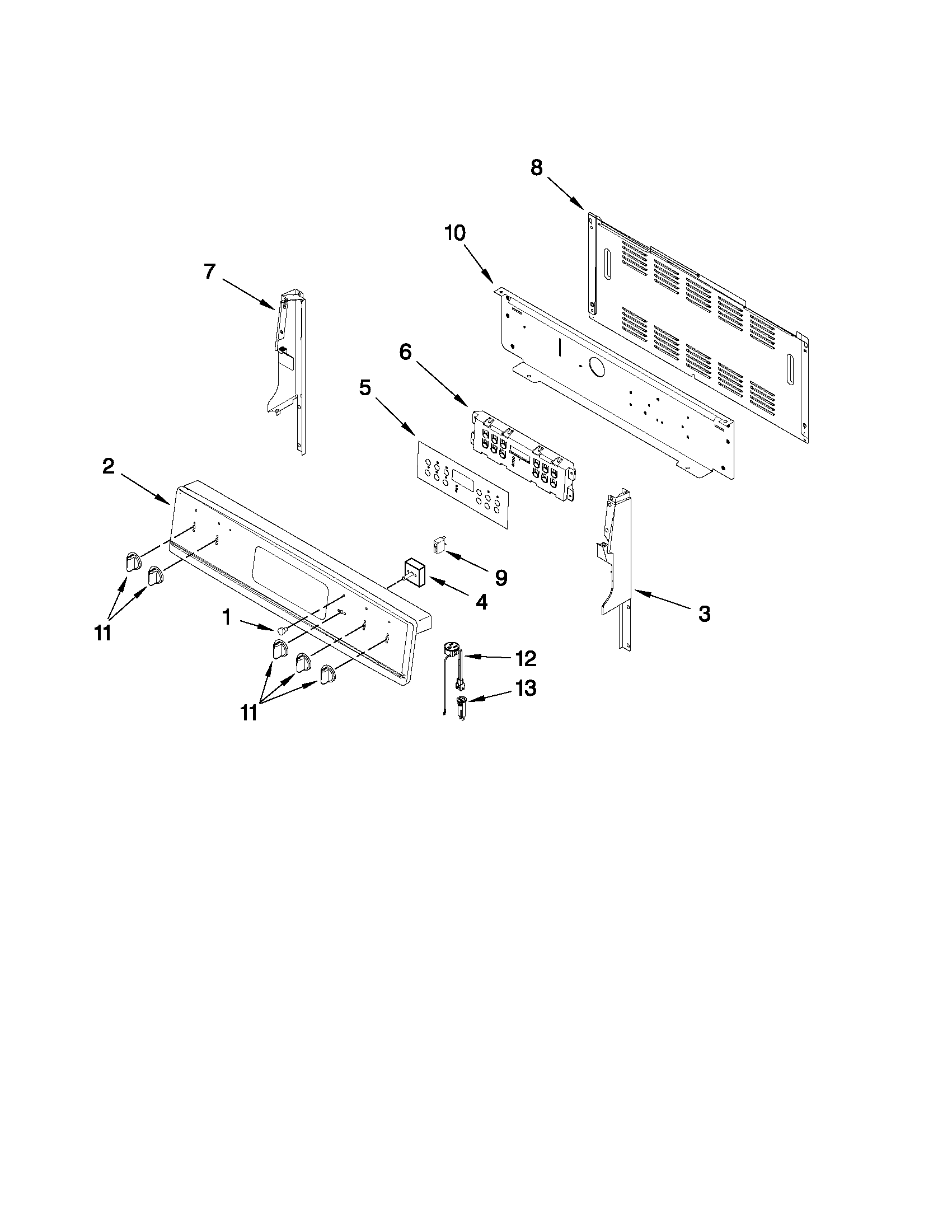 KitchenAid YKERS206XW0 control panel parts diagram
