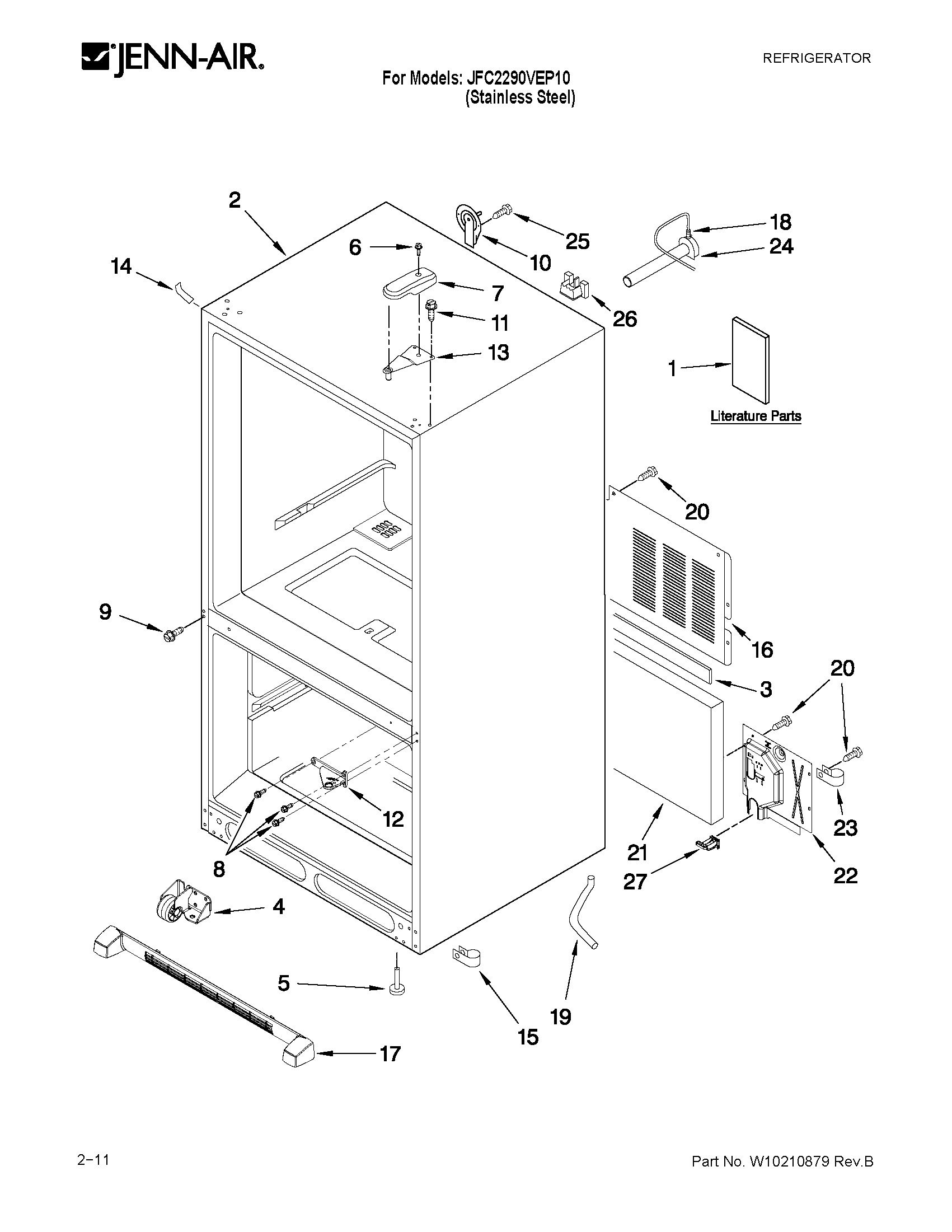 Jenn-Air JFC2290VEP10 cabinet parts diagram