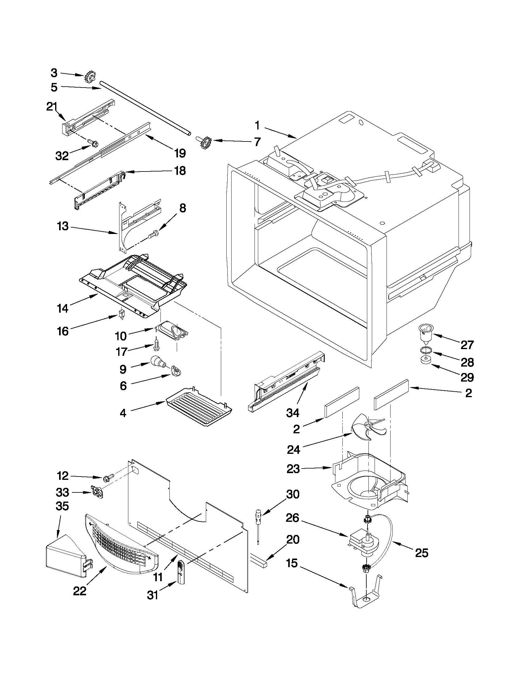 Jenn-Air JFC2290VEP10 freezer liner parts diagram