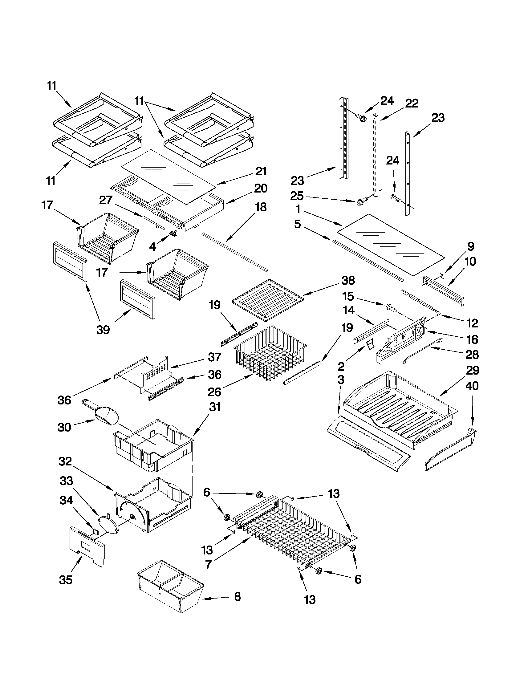 Jenn-Air JFC2290VEP10 shelf parts diagram