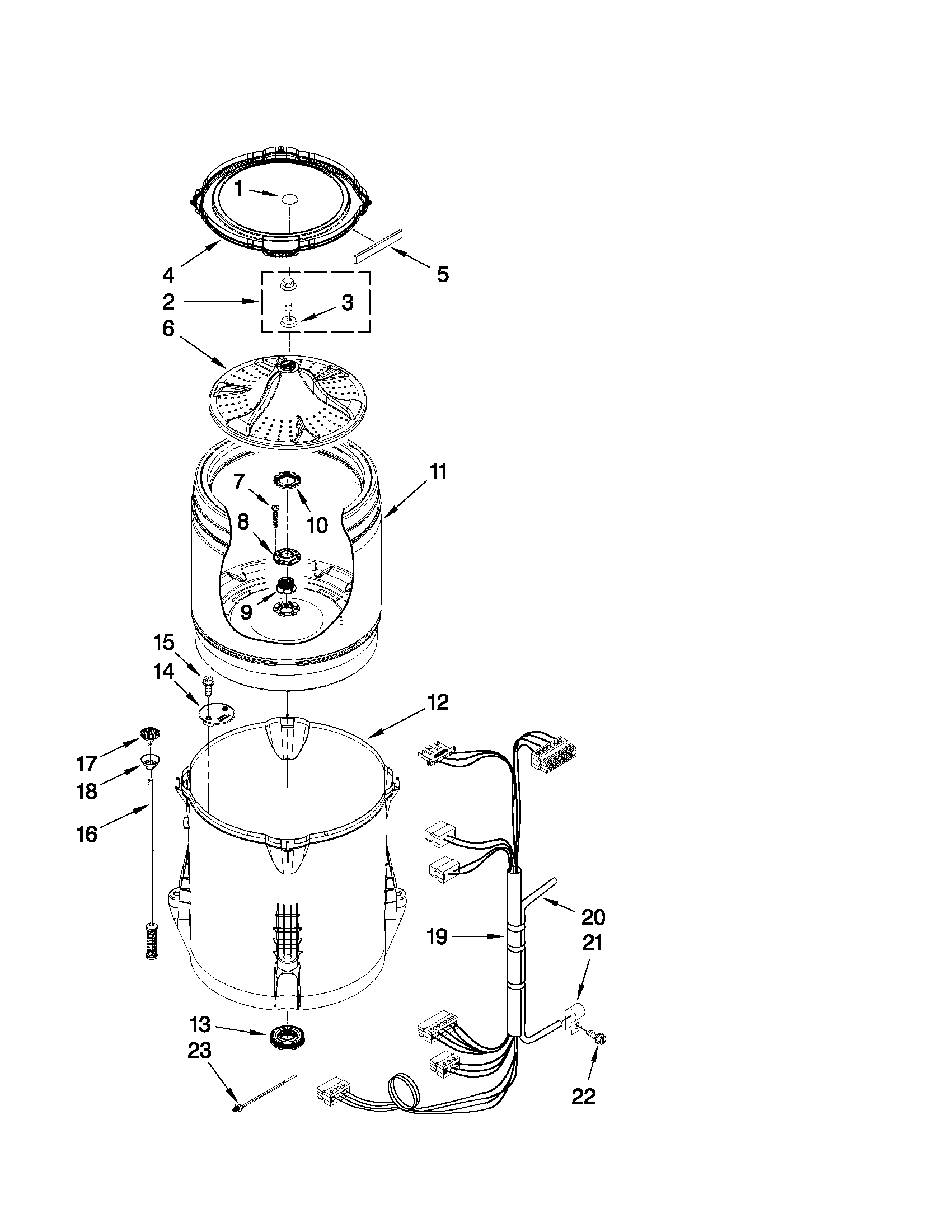 Maytag MVWC450XW0 basket and tub parts diagram