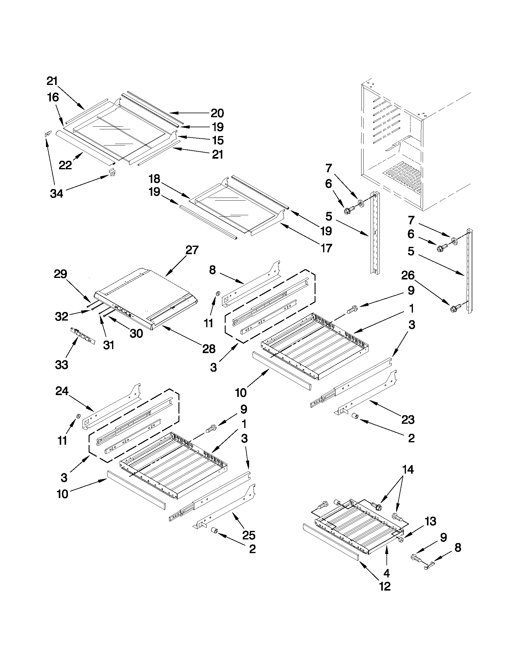 KitchenAid KBCS24RSBS02 shelf parts diagram