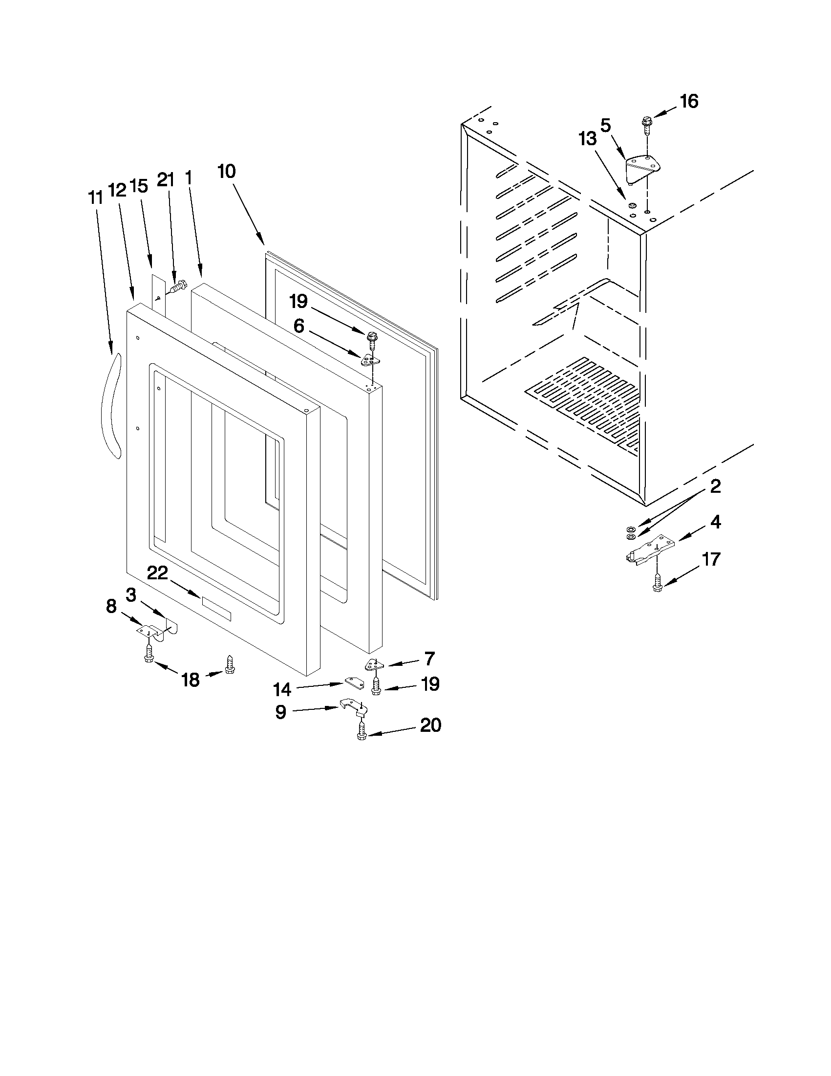 KitchenAid KBCS24RSBS02 door parts diagram