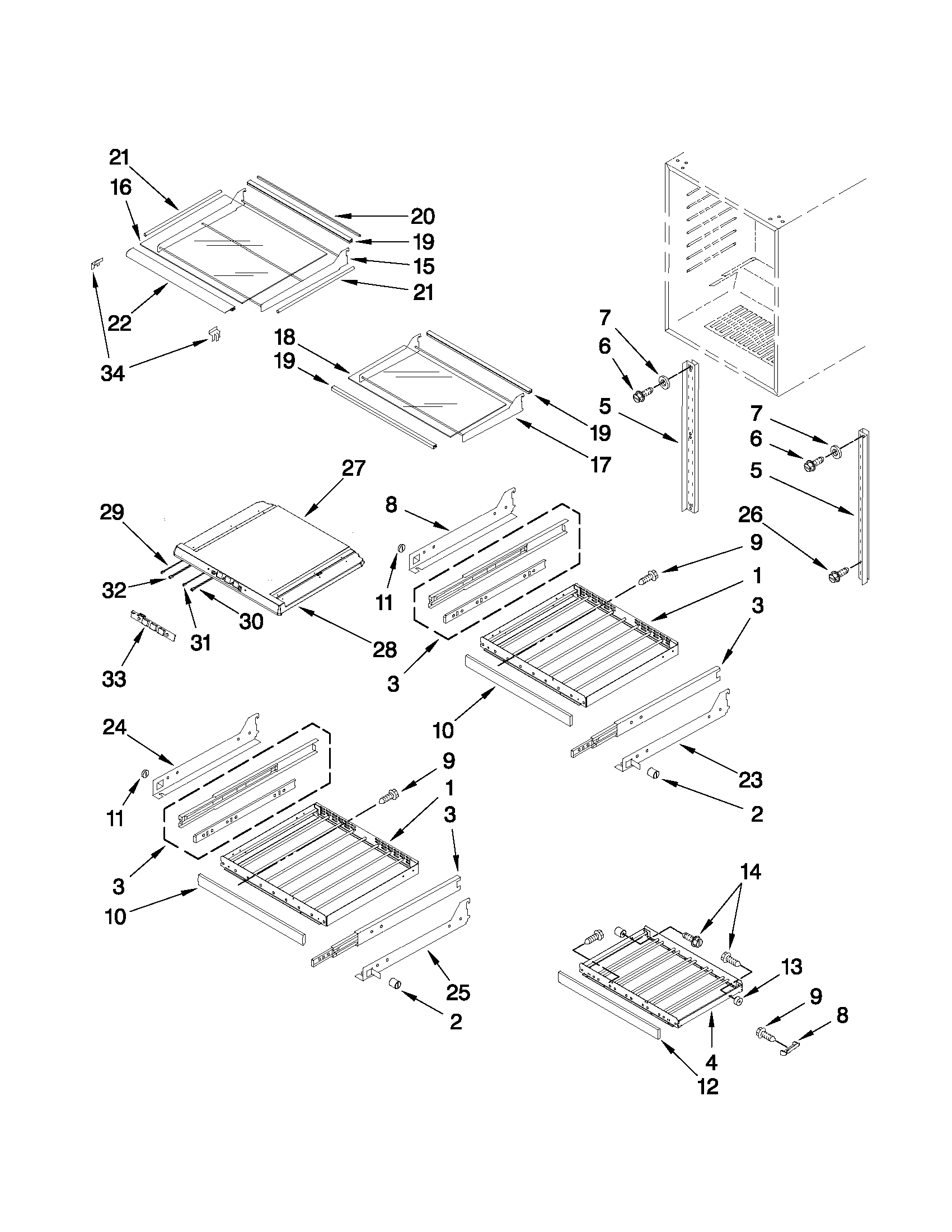 KitchenAid KBCS24LSBS02 shelf parts diagram
