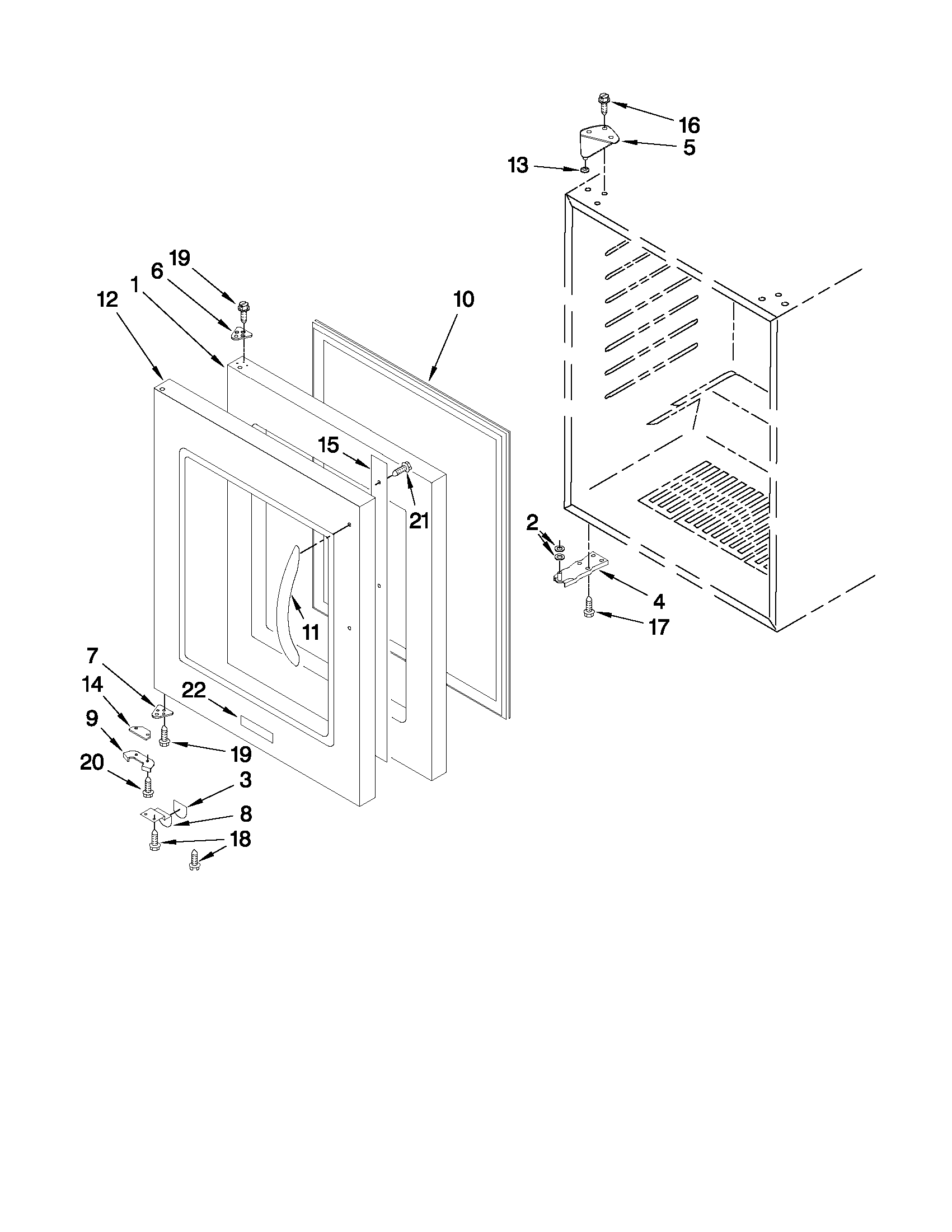 KitchenAid KBCS24LSBS02 door parts diagram
